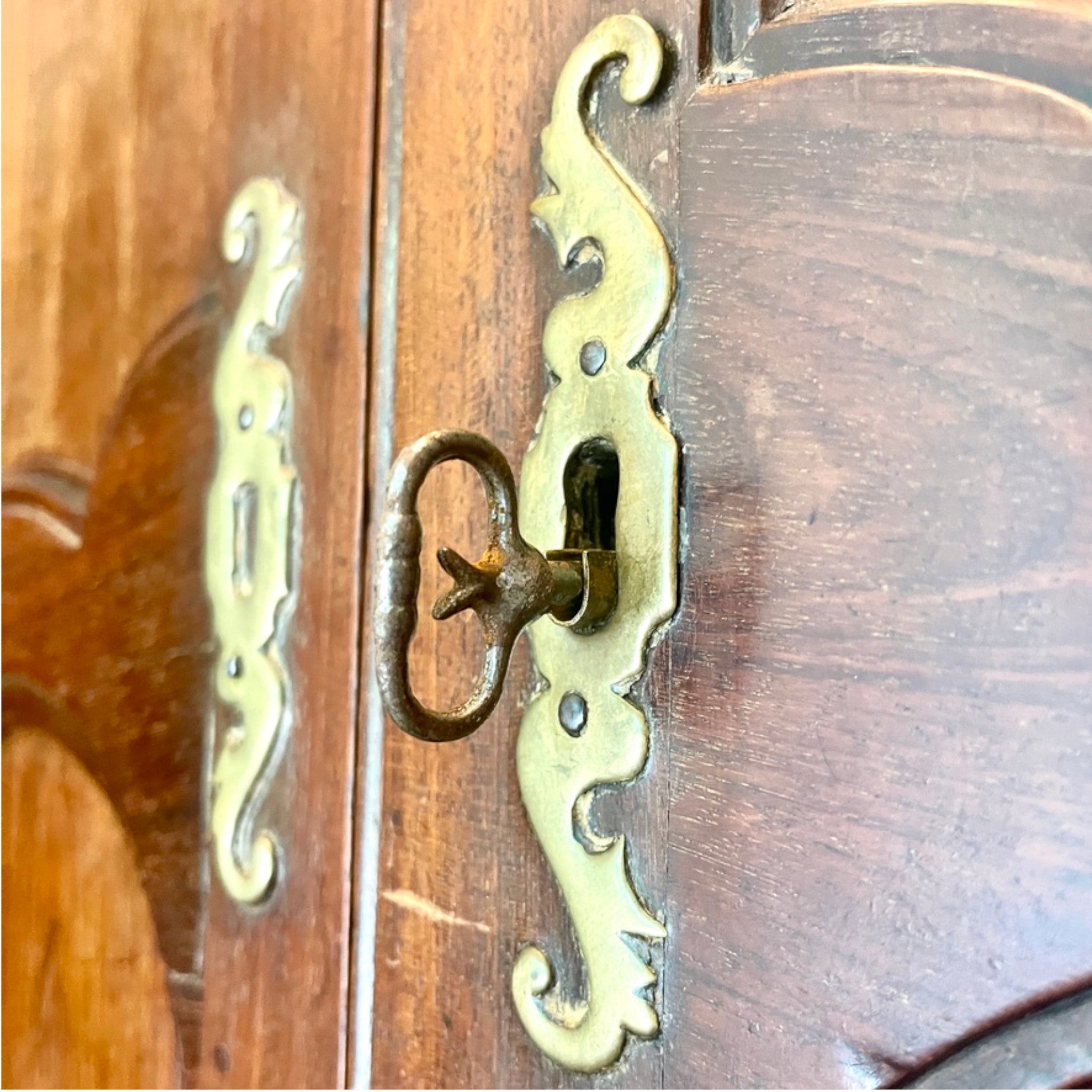 Antique European Provincial Armoire with Star Inlay Detail