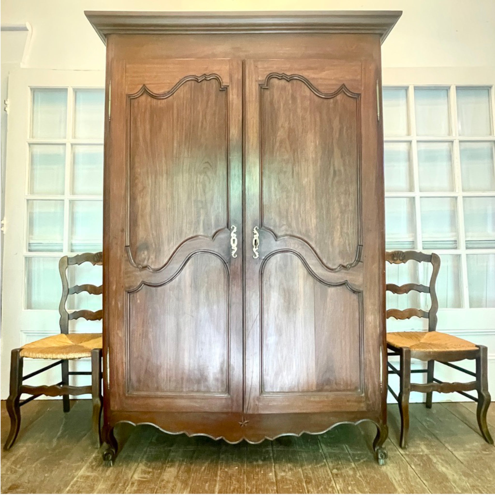 Antique European Provincial Armoire with Star Inlay Detail