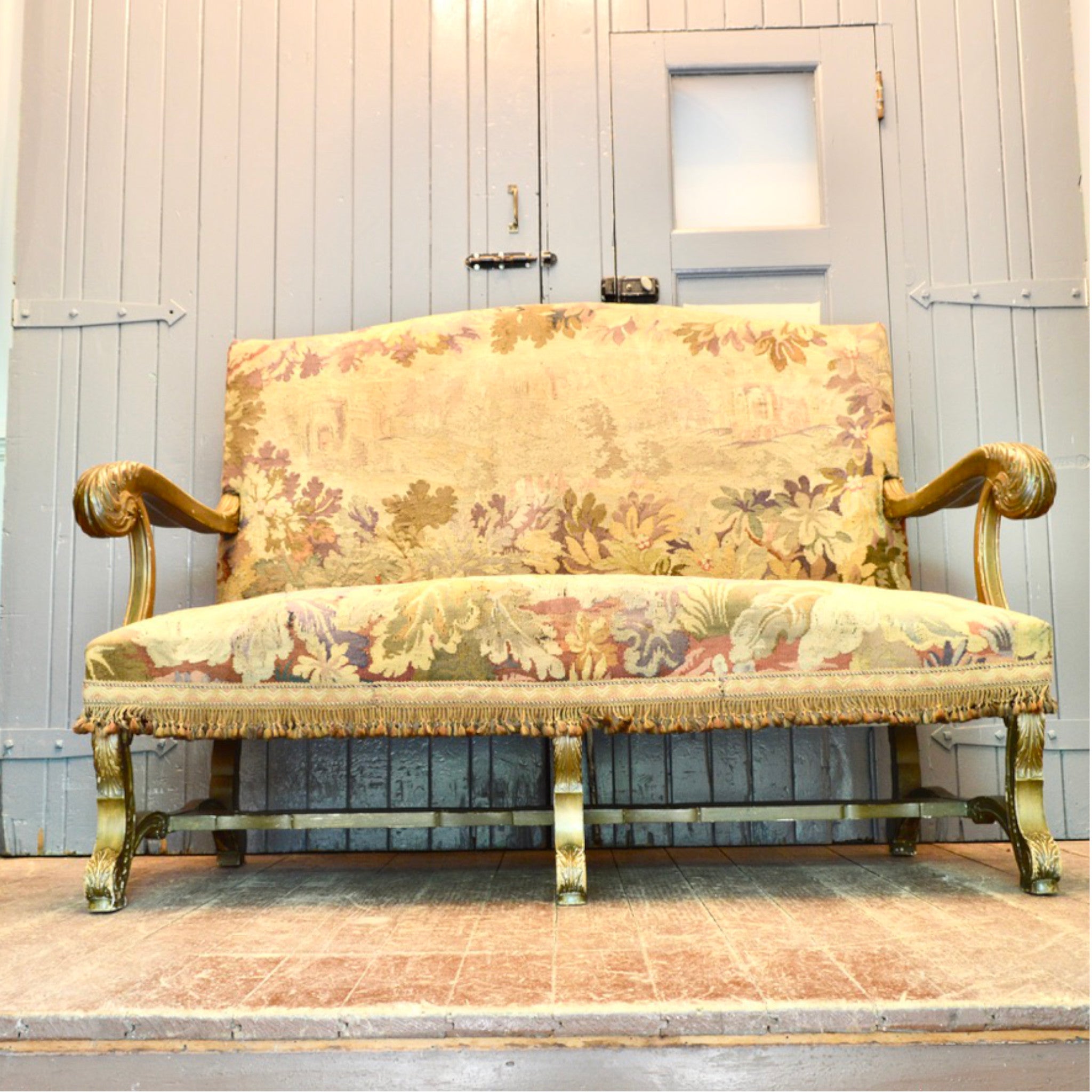 French Louis XV Revival Settee with Aubusson Tapestry, c. 1860–1890