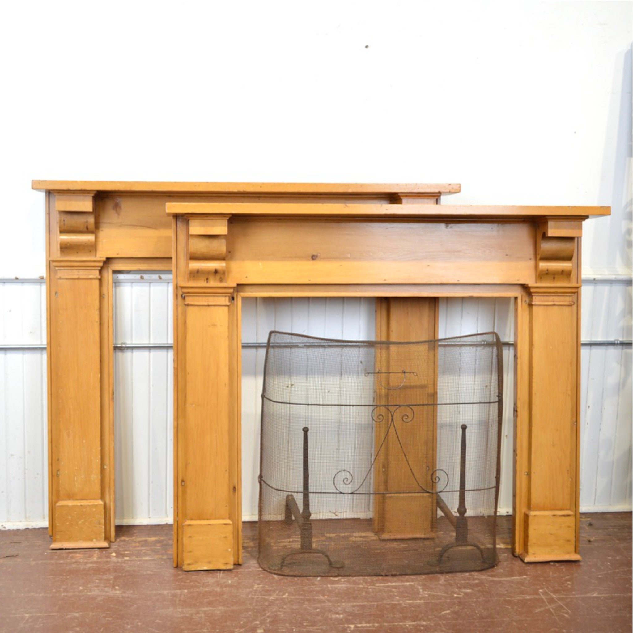 Pair of Reproduction Pine Fireplace Mantels from Historic Kingston Property