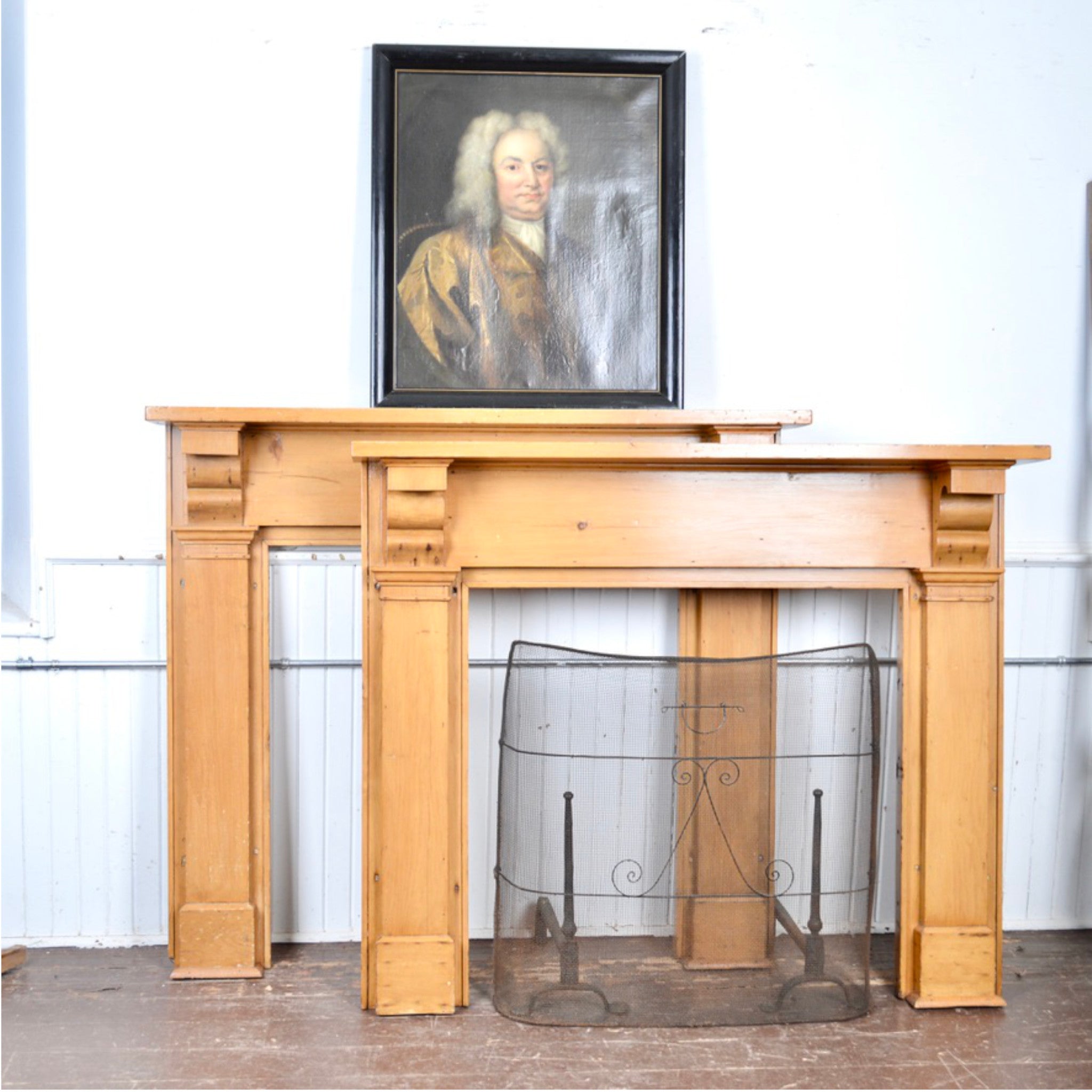 Pair of Reproduction Pine Fireplace Mantels from Historic Kingston Property