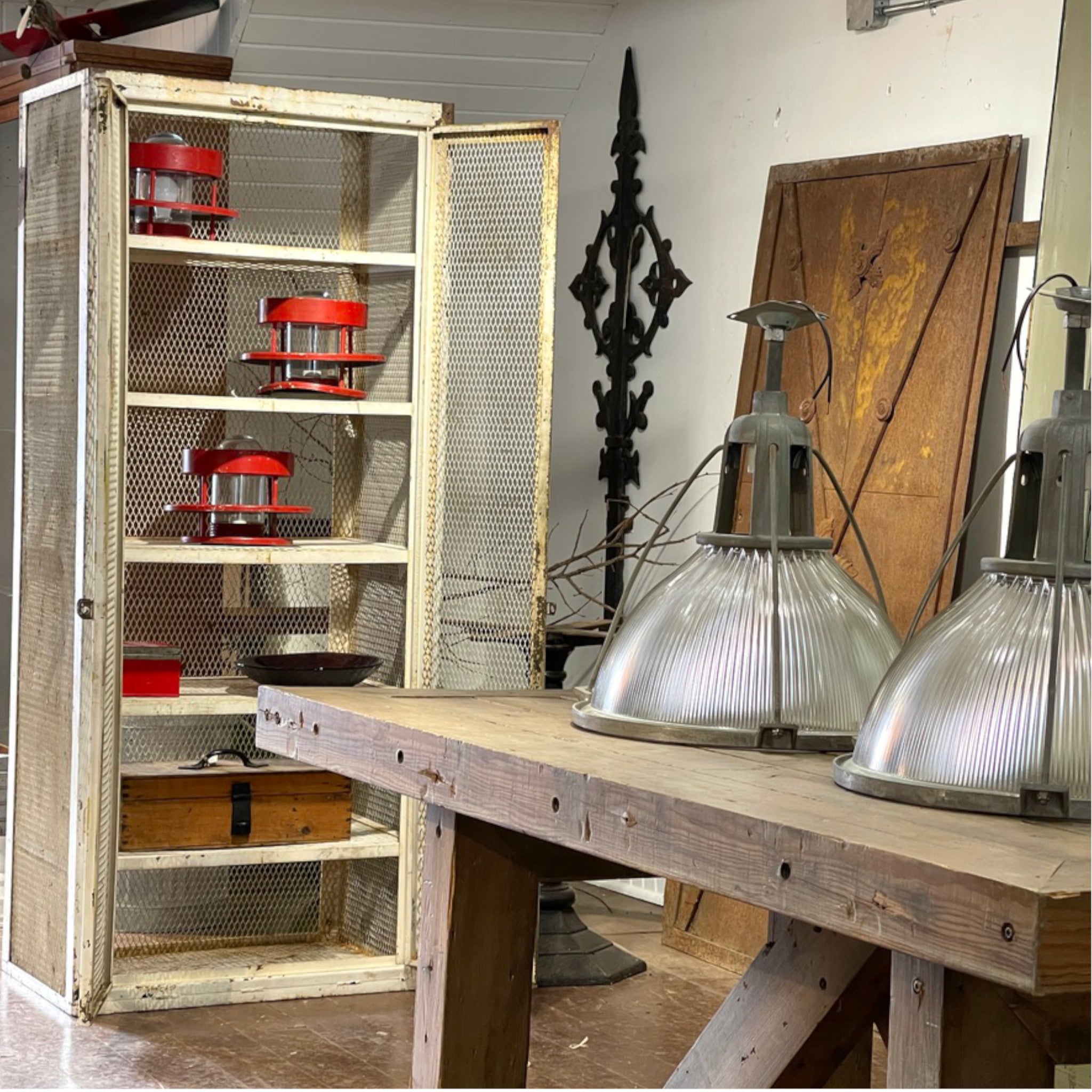 Vintage Industrial Mesh Cabinet