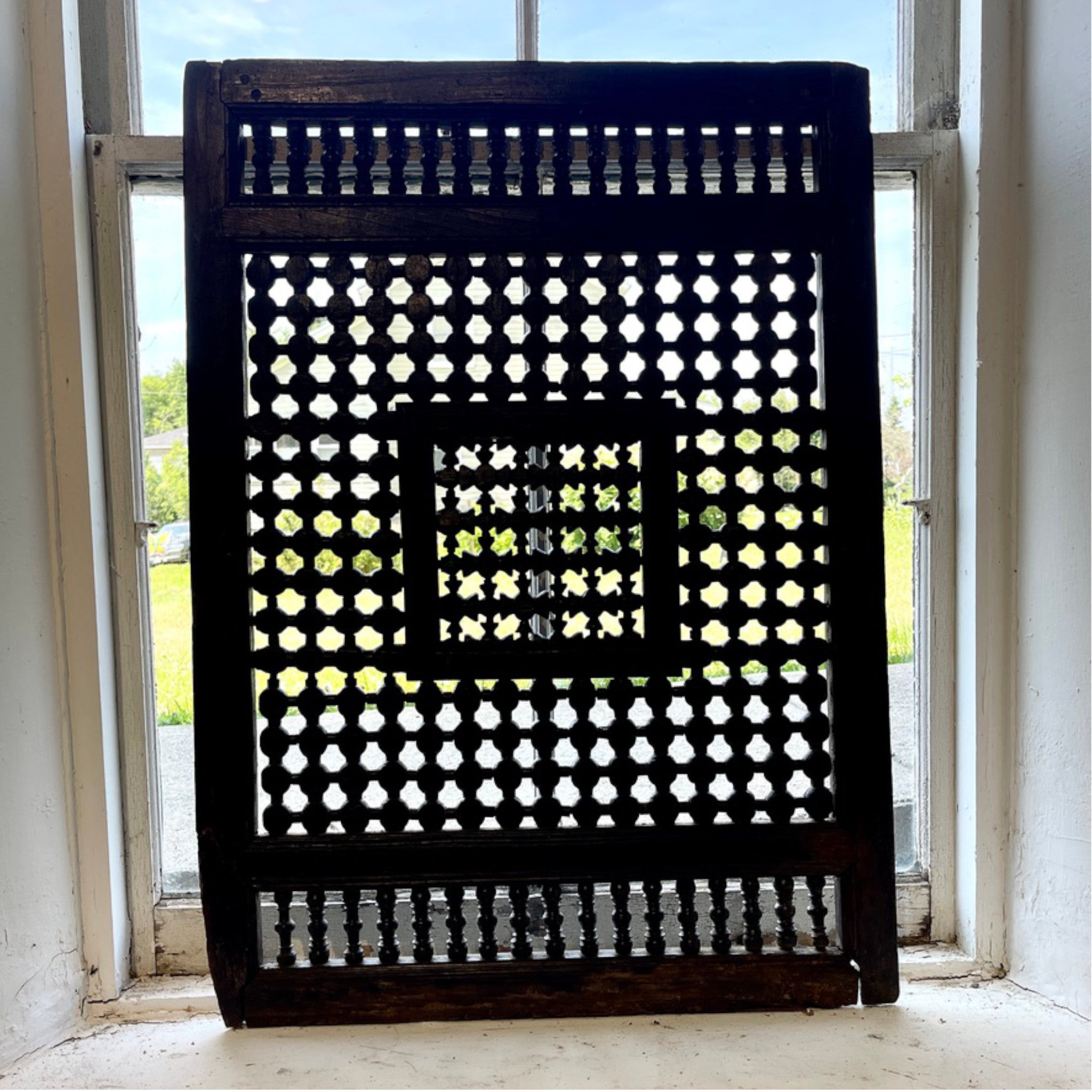 Antique Moroccan Turned-Wood Window Grill