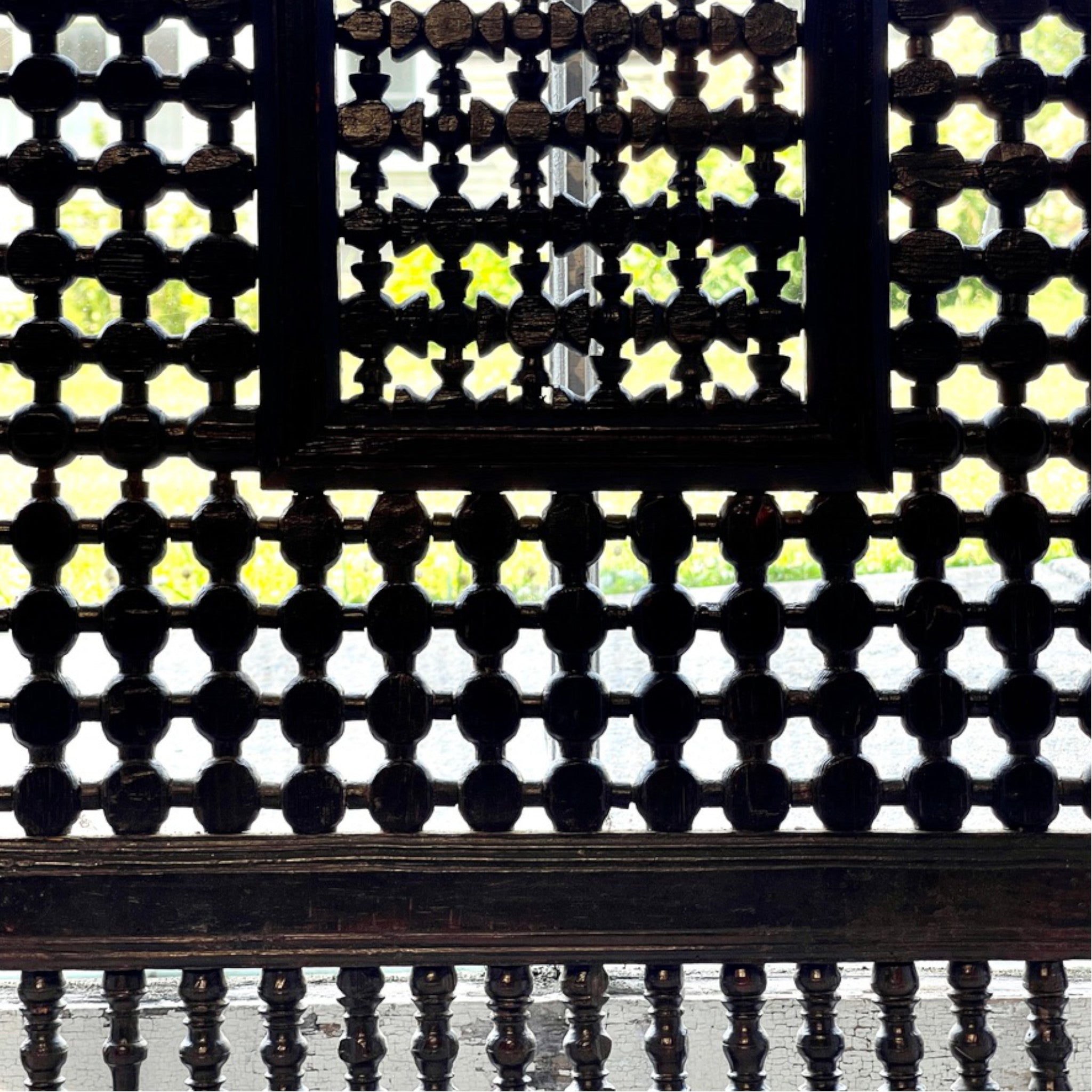 Antique Moroccan Turned-Wood Window Grill