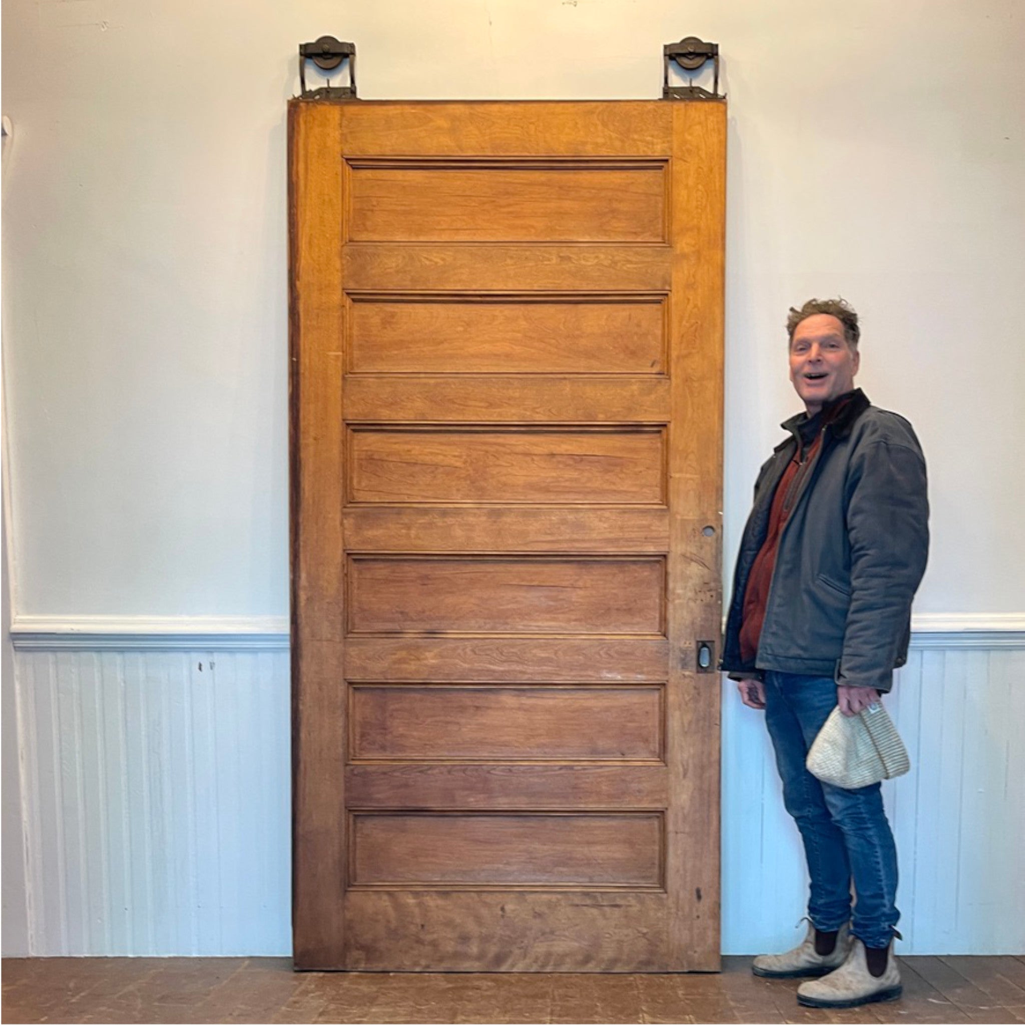 Antique Oversized Maple Pocket Door c. 1920