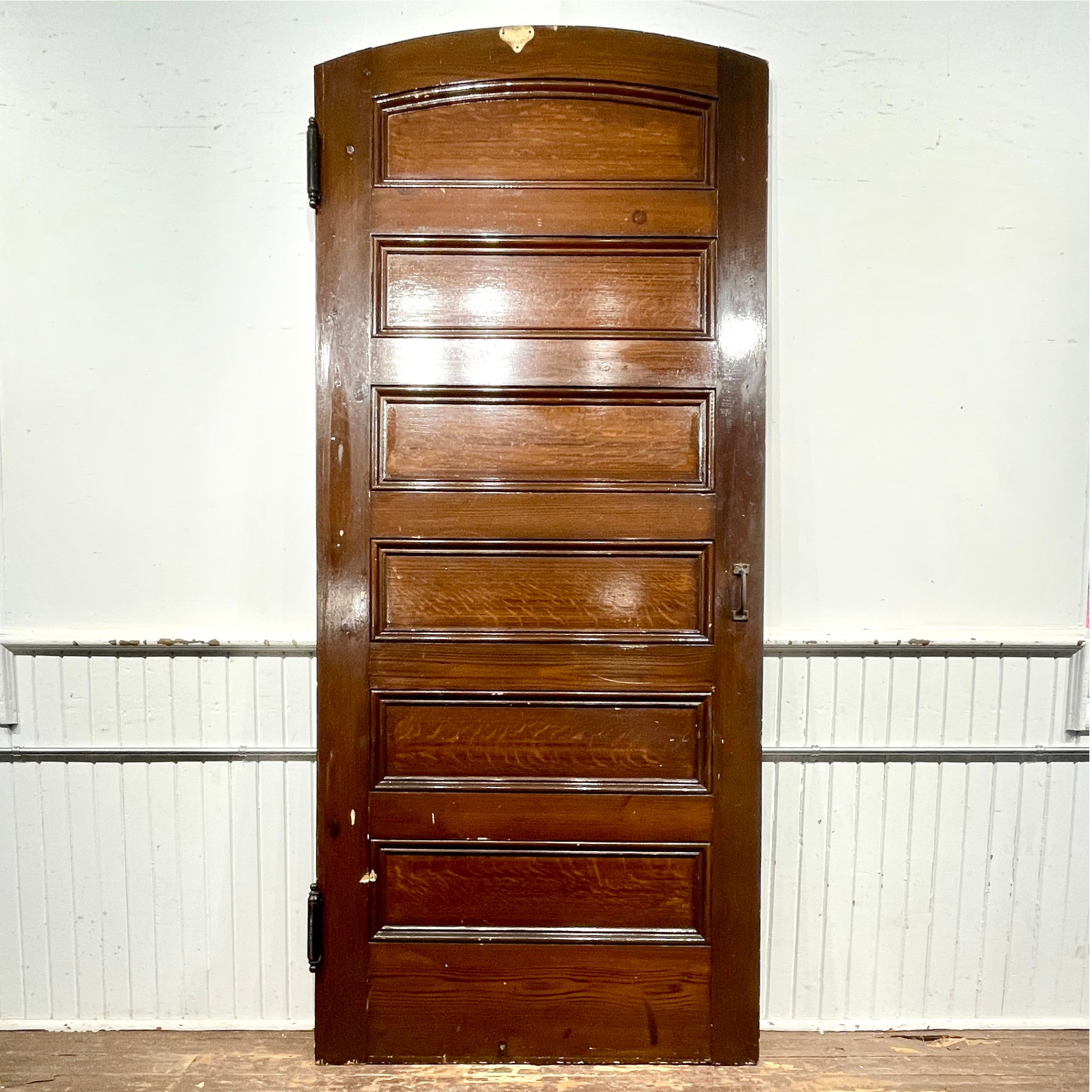 Arched Ottawa Church Door with Original Faux Oak Graining