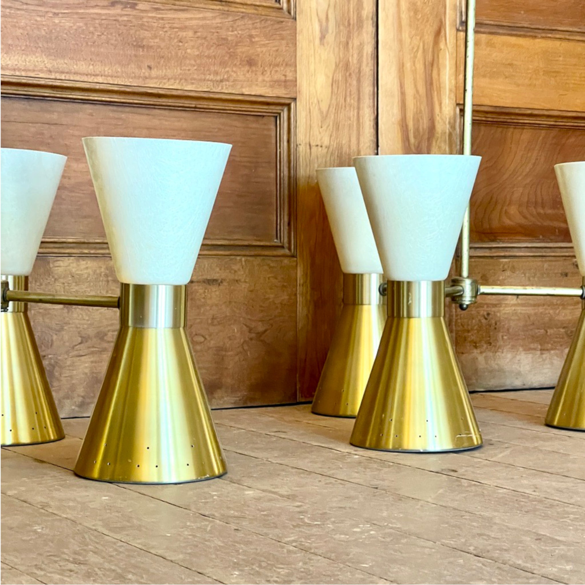 Pair of Mid Century Modern Church Chandeliers, Eastern Ontario