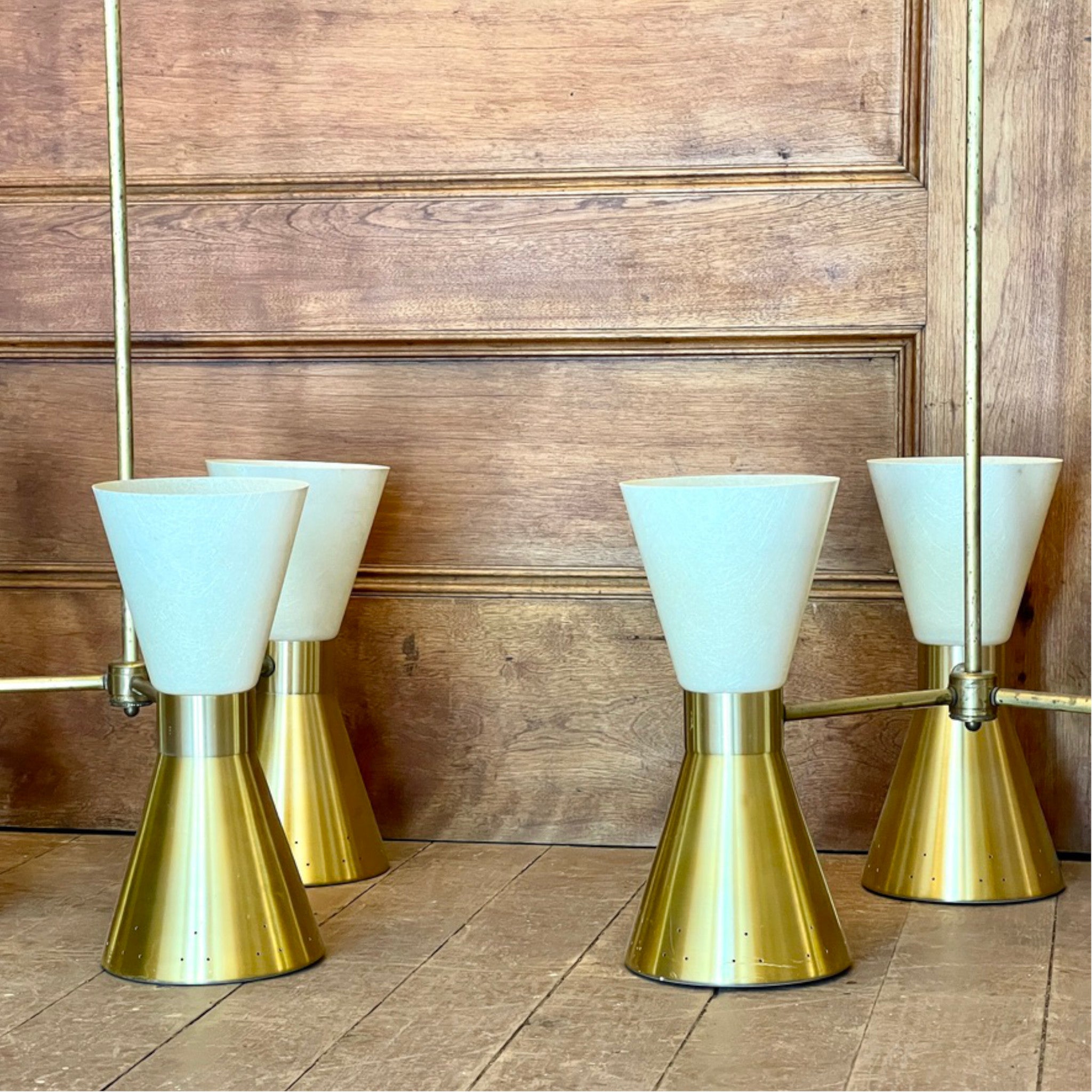 Pair of Mid Century Modern Church Chandeliers, Eastern Ontario