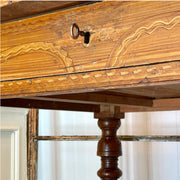 19th Century Dutch Faux-Grained Rent Table with Original Key