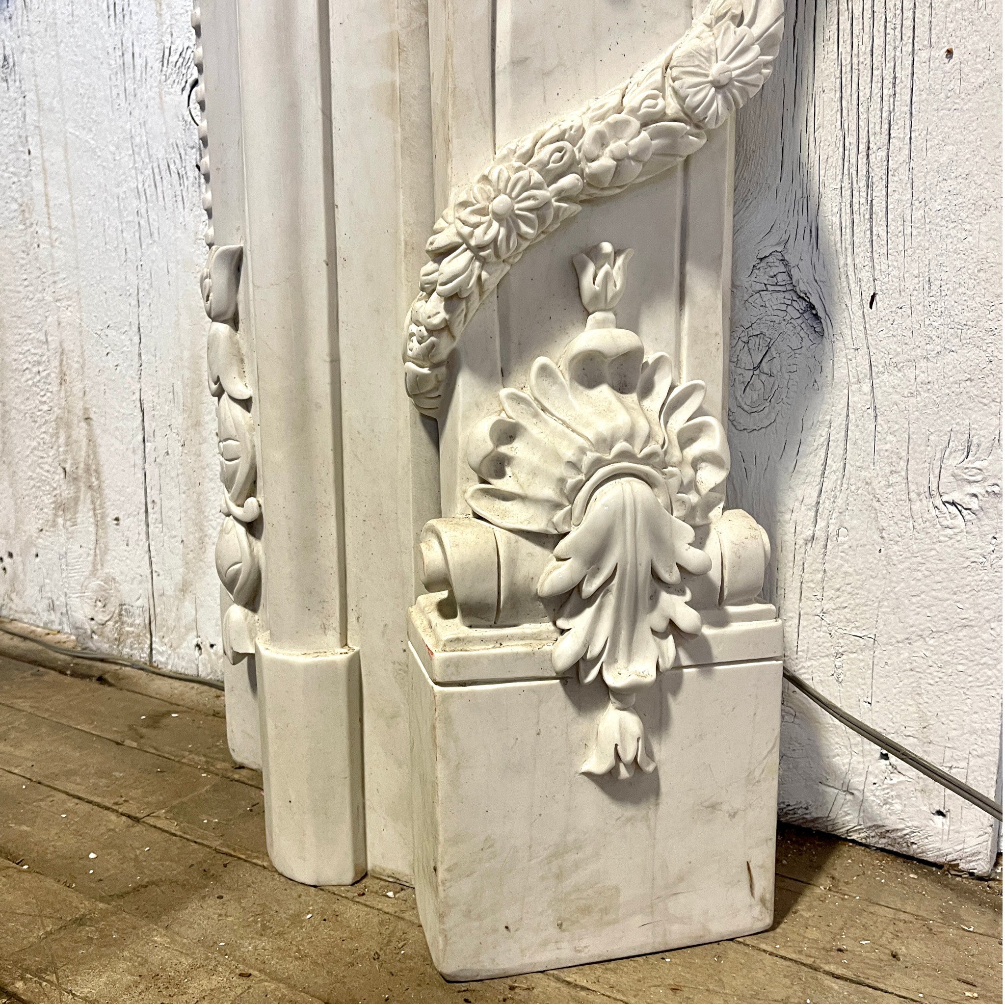 Rococo Revival Carved Marble Fireplace Mantel (c. 1860–1890)