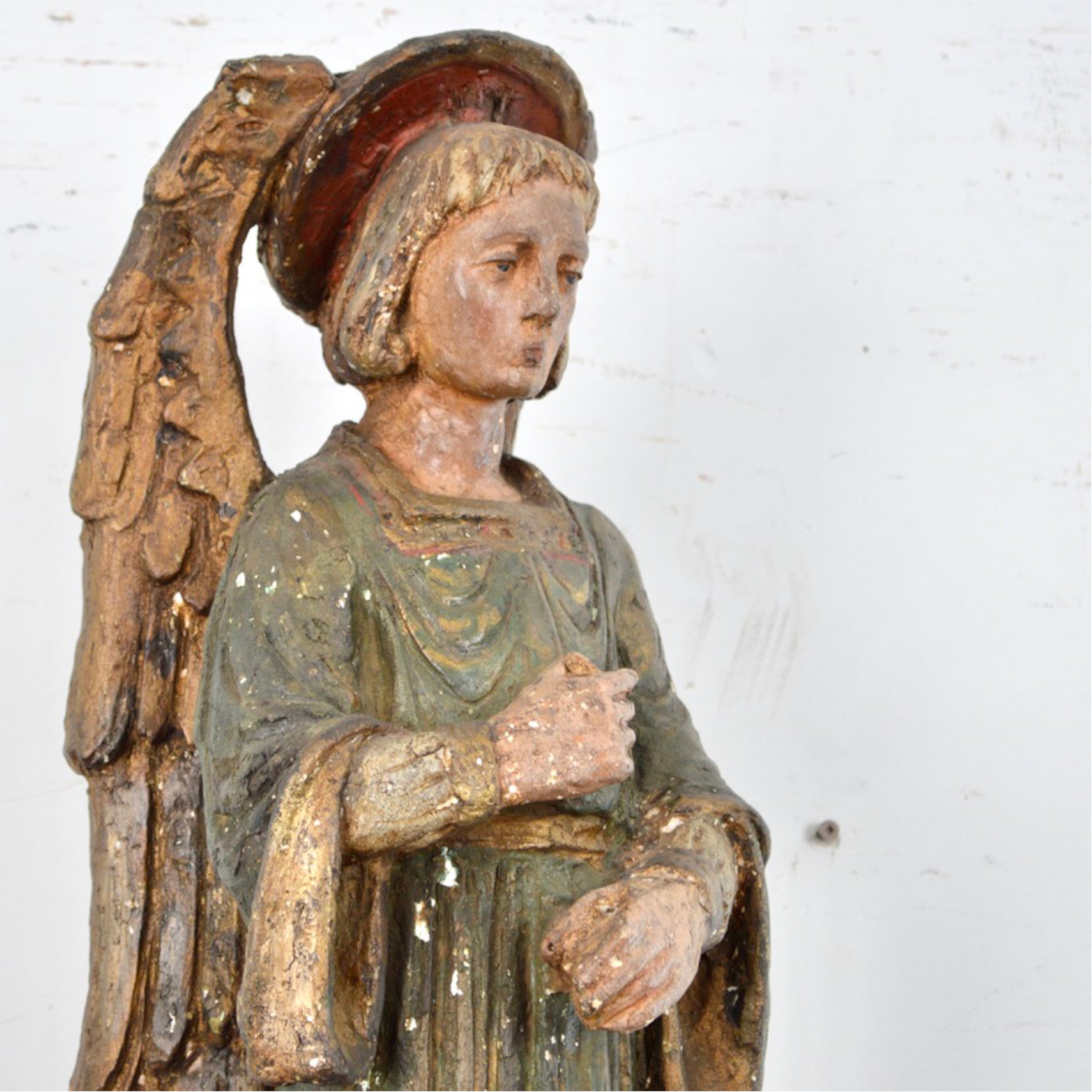 Painted Angel Sculpture Attributed to Charles Pizzano (1893–1987)