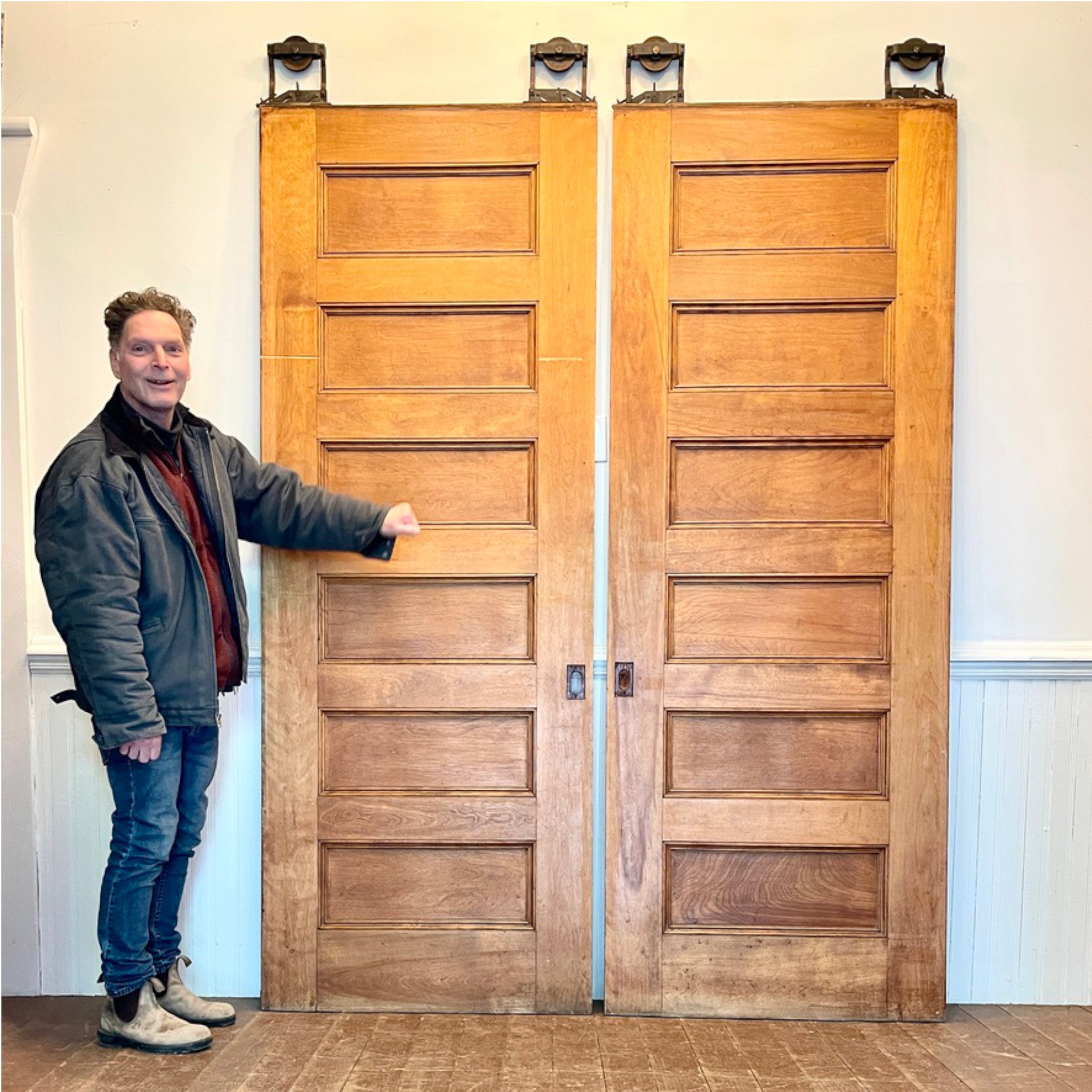 Antique Maple Pocket Doors — Matching Pair c. 1920