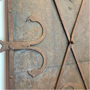 Antique European Riveted Iron Cellar Door with Serpent Motifs