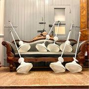 Set of 7 Vintage Holophane Pendant Lights with Conical Glass Shades