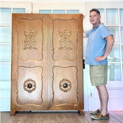 Vintage Dutch Teak Folding Screen with Chinoiserie-Inspired Carvings