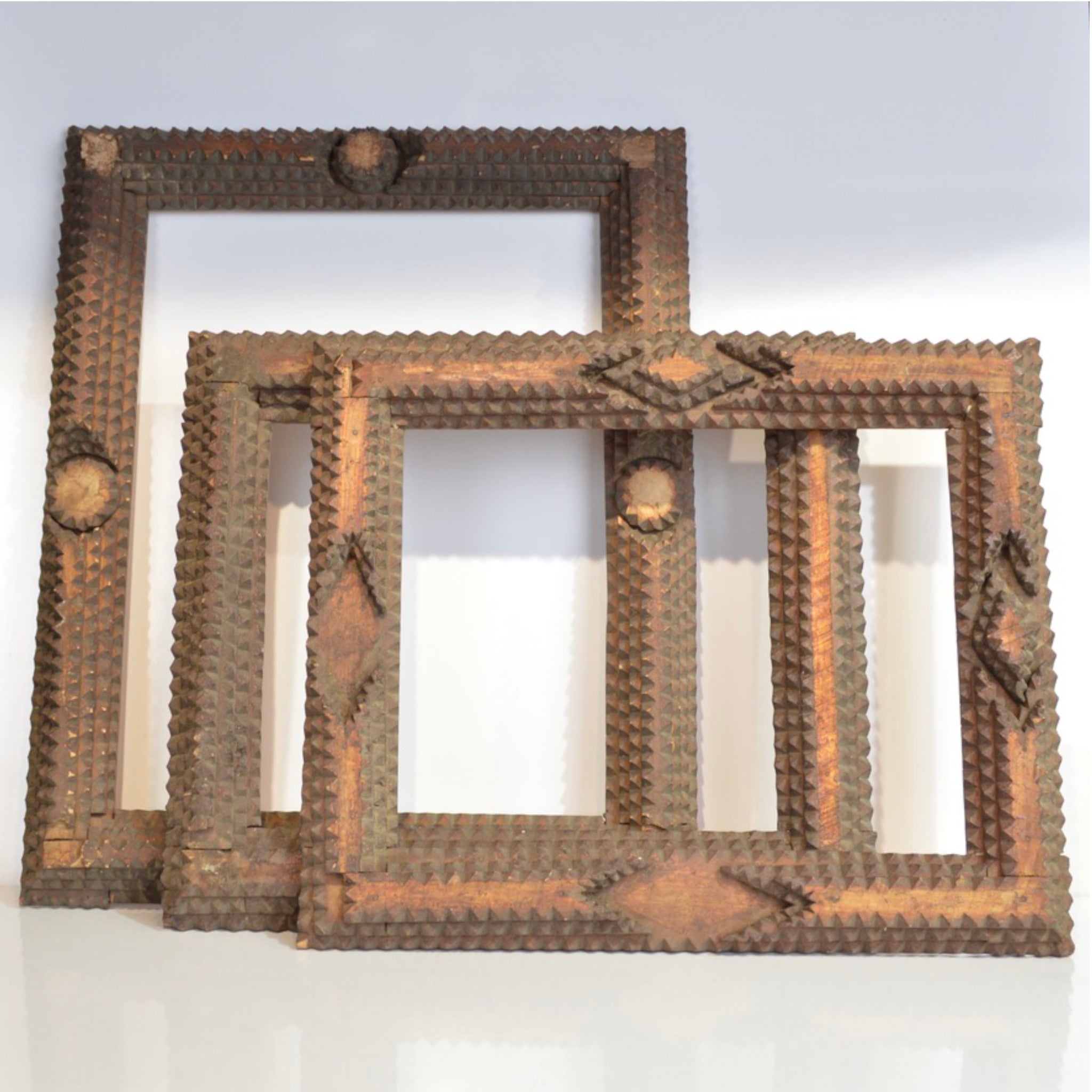 Set of 3 Antique Tramp Art Frames | c.1900