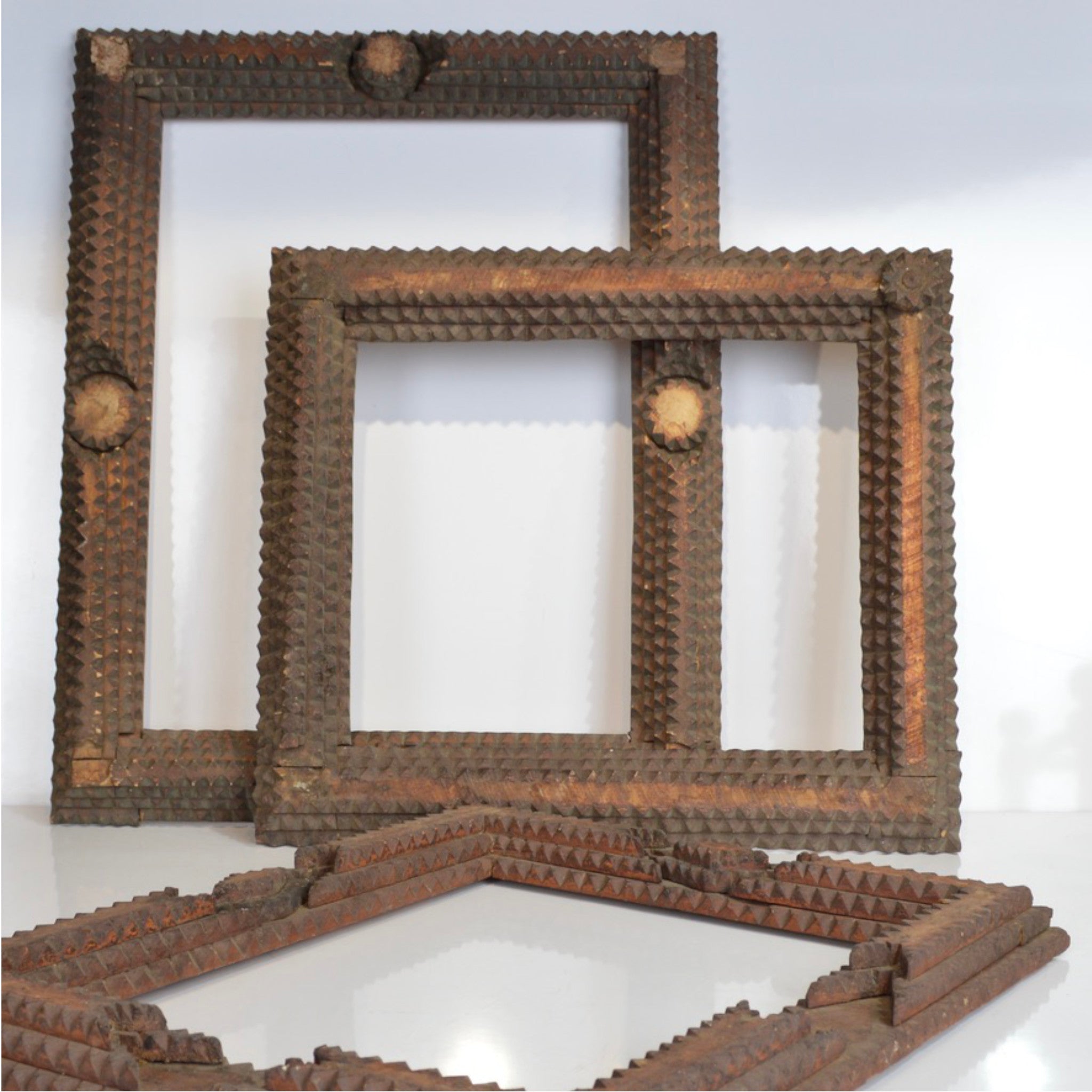 Set of 3 Antique Tramp Art Frames | c.1900