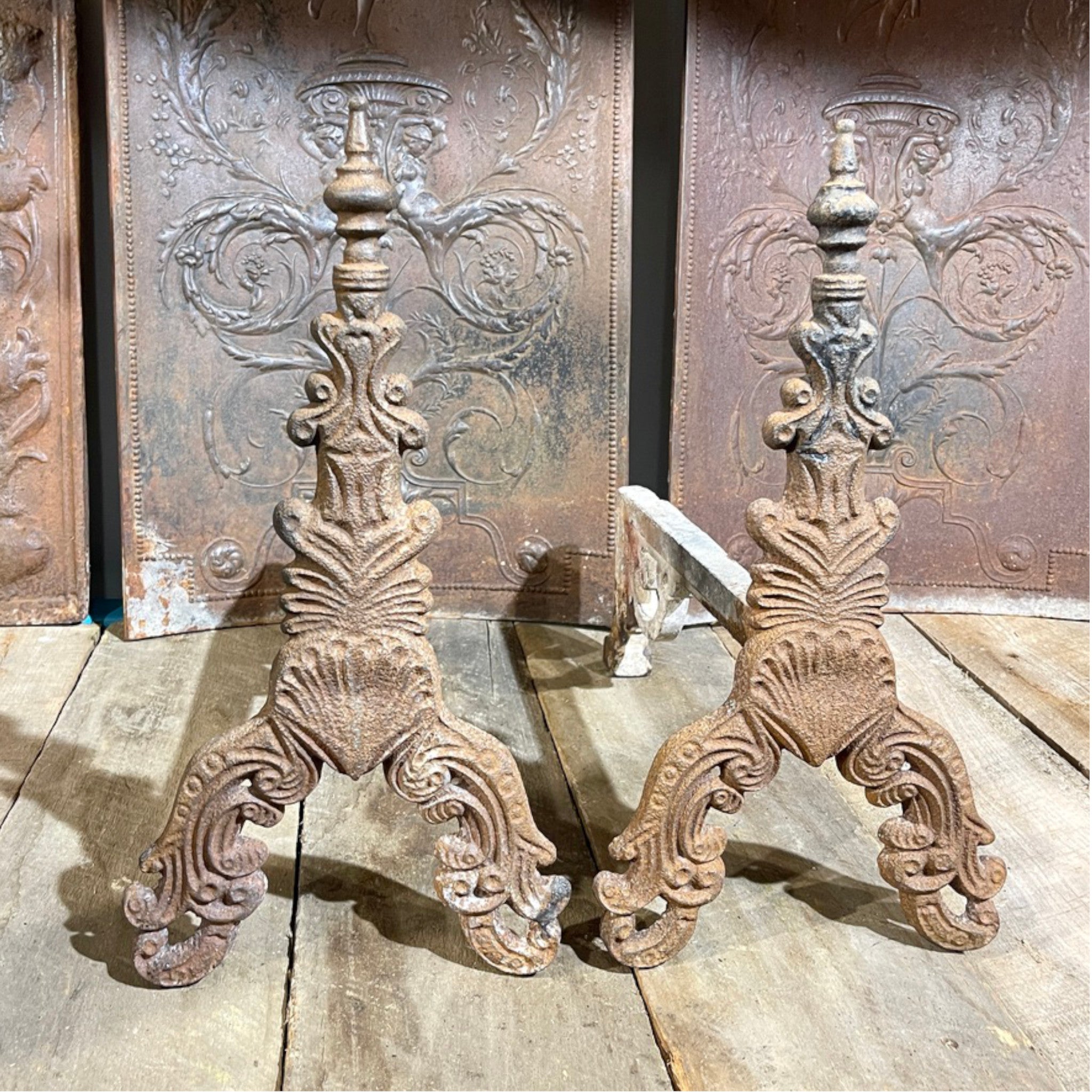 19th Century Cast Iron Andirons