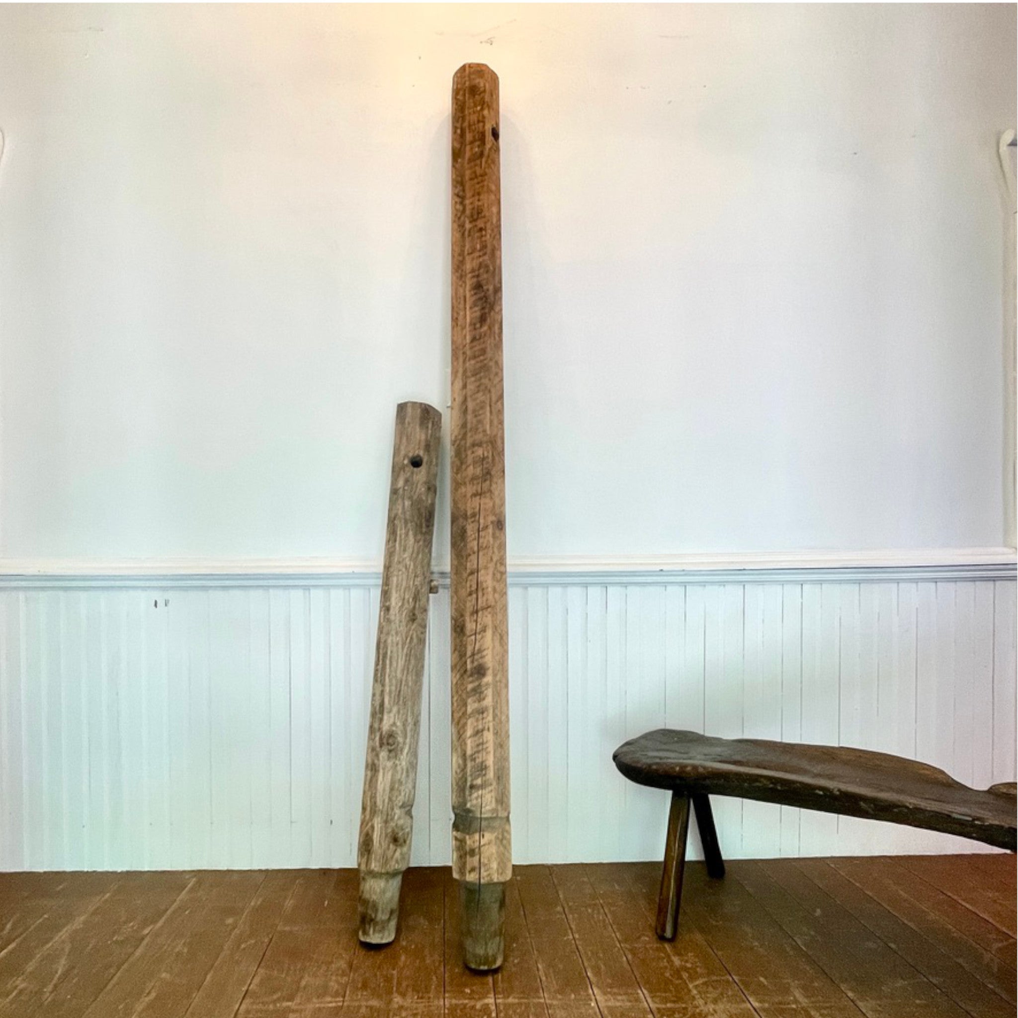 Pair of Hand-Bored Wooden Pump Logs | Eastern Ontario Waterworks