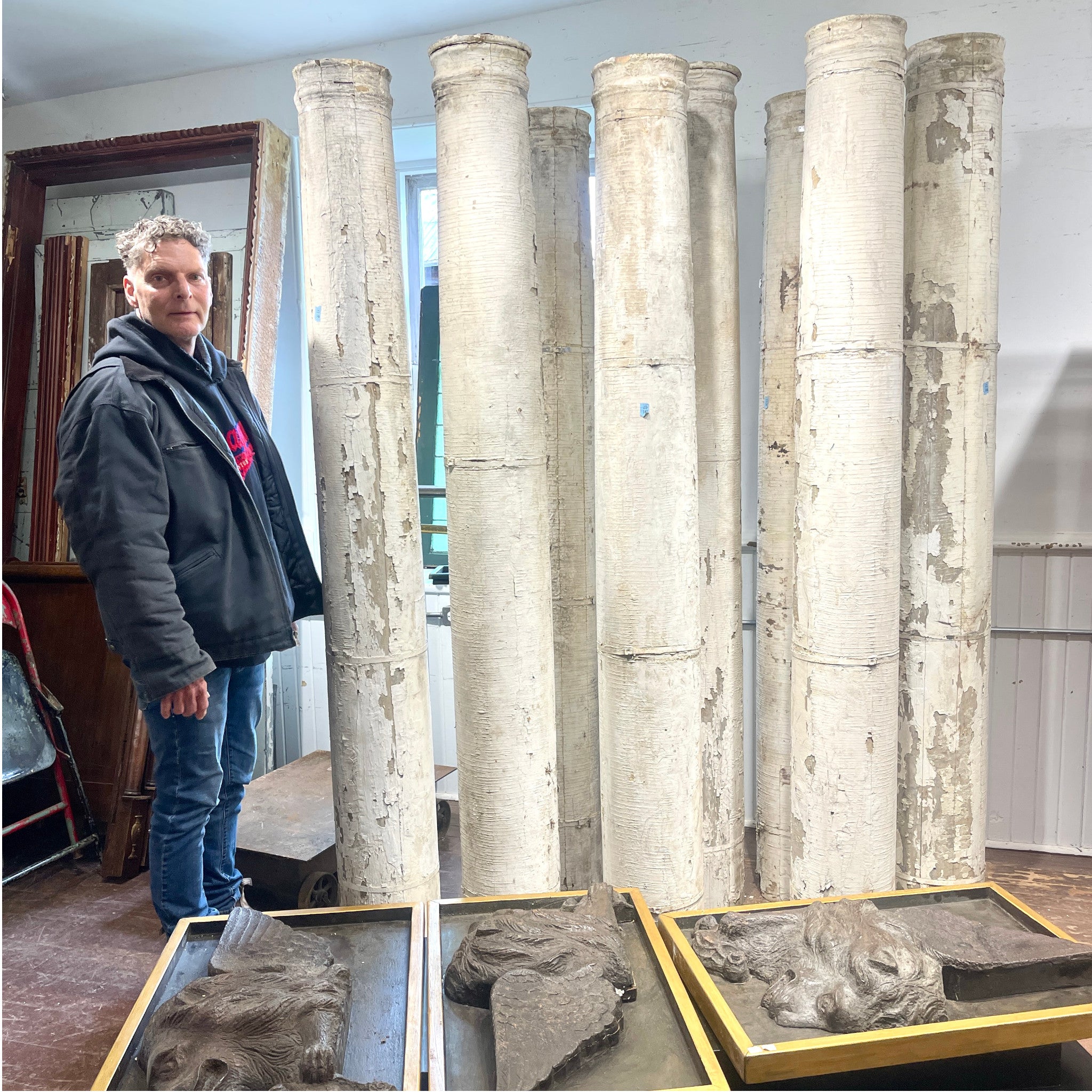 Set of 8 Wooden Architectural Columns Salvaged from a Historic Rosedale Home, Toronto