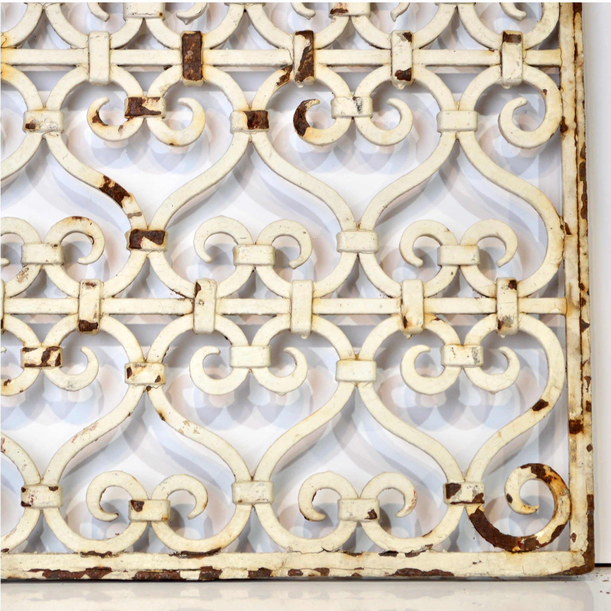 Antique Wrought Iron Grate Panel with Heart Motif