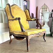 Louis XV Style Bergère Lounge Chair – Carved Wood Frame | Sculptural Seating