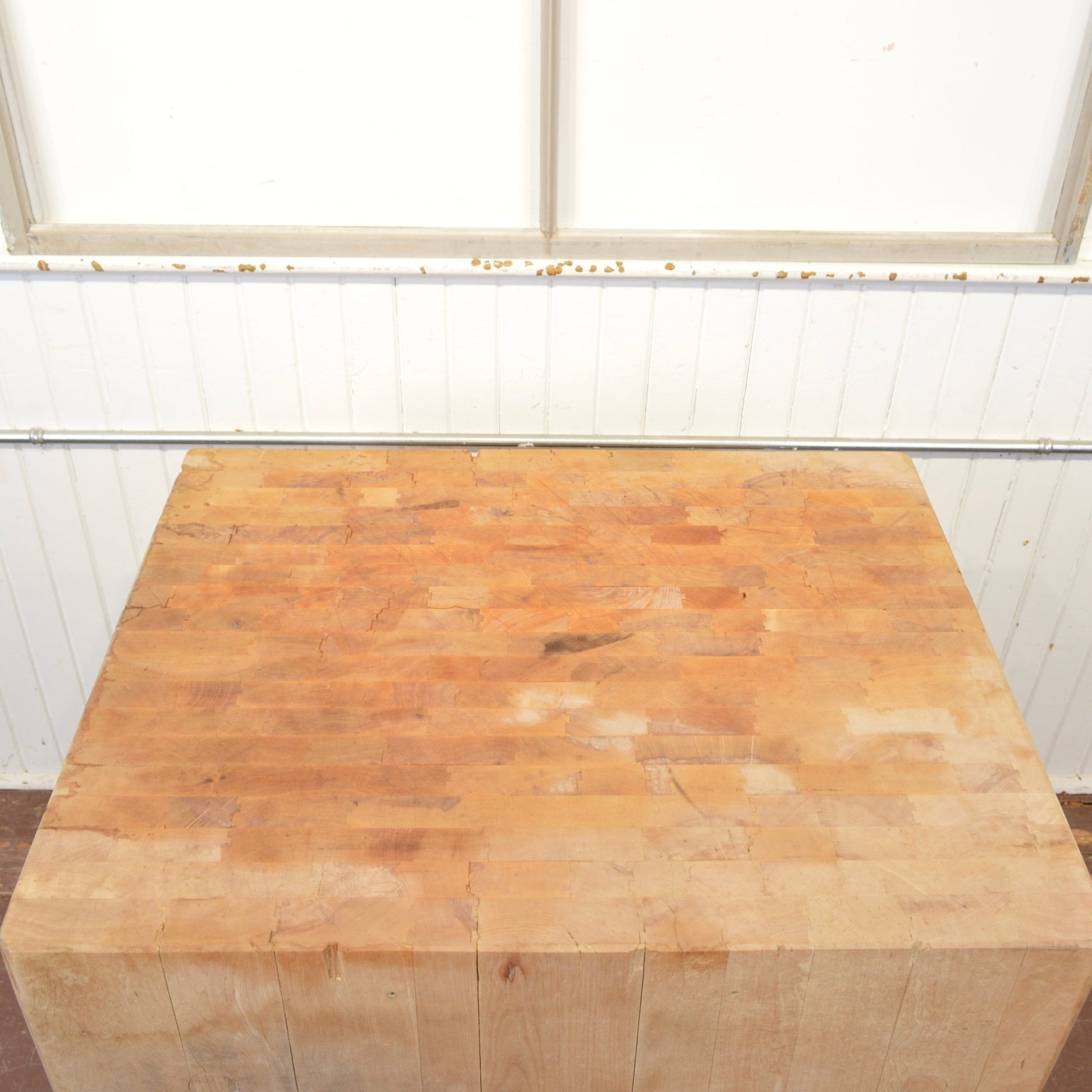 Antique Butcher Block Table - Salvage-Garden