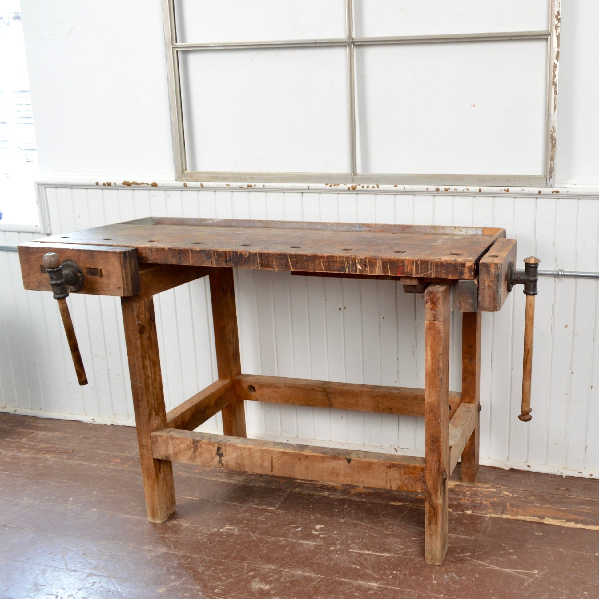 Antique Carpenter's Bench With Two Vices - Salvage-Garden
