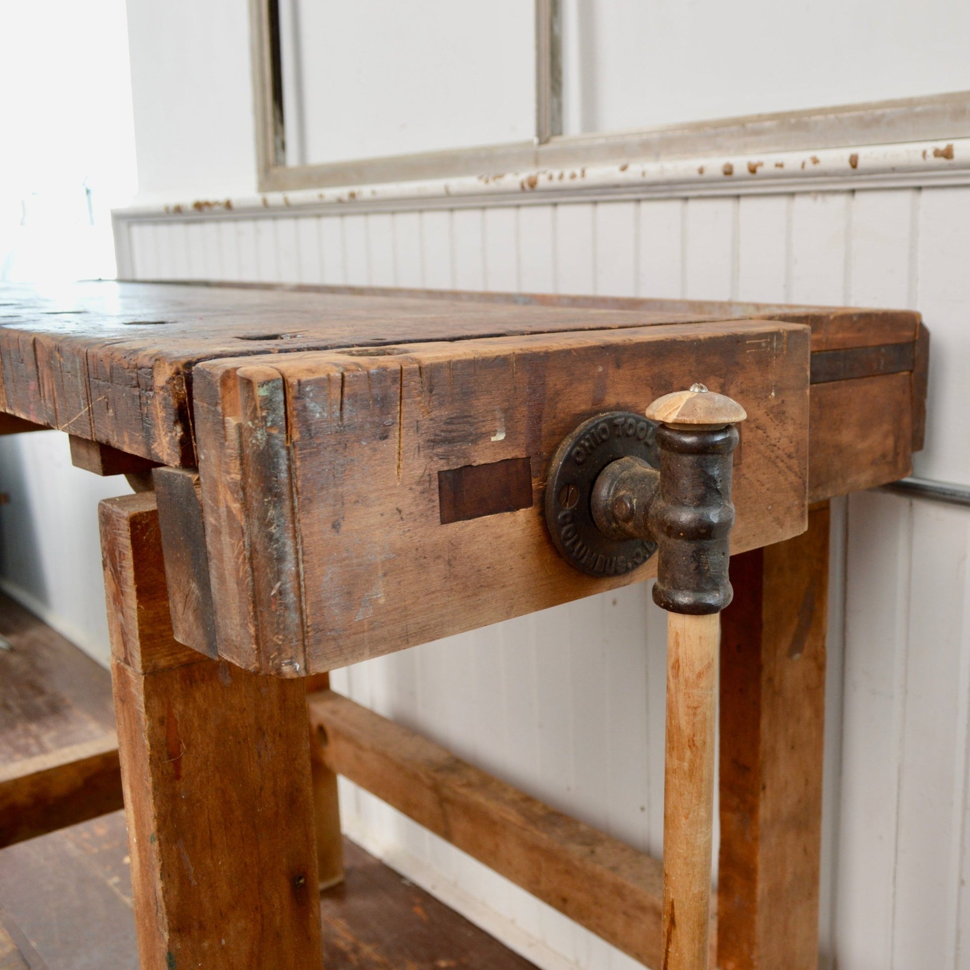 Antique Carpenter's Bench With Two Vices - Salvage-Garden