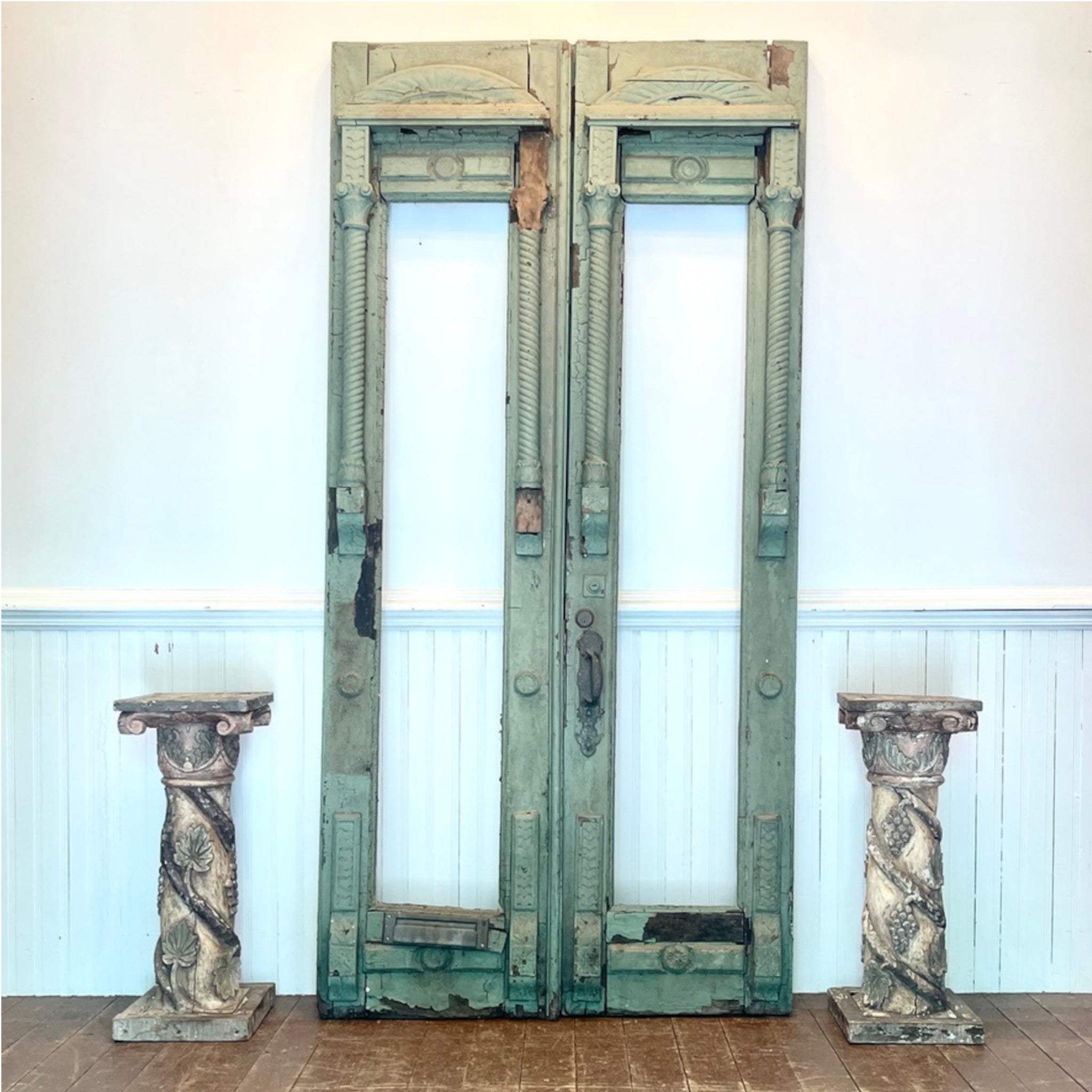 Monumental Classical Revival Architectural Entrance Panels | Antique Pair