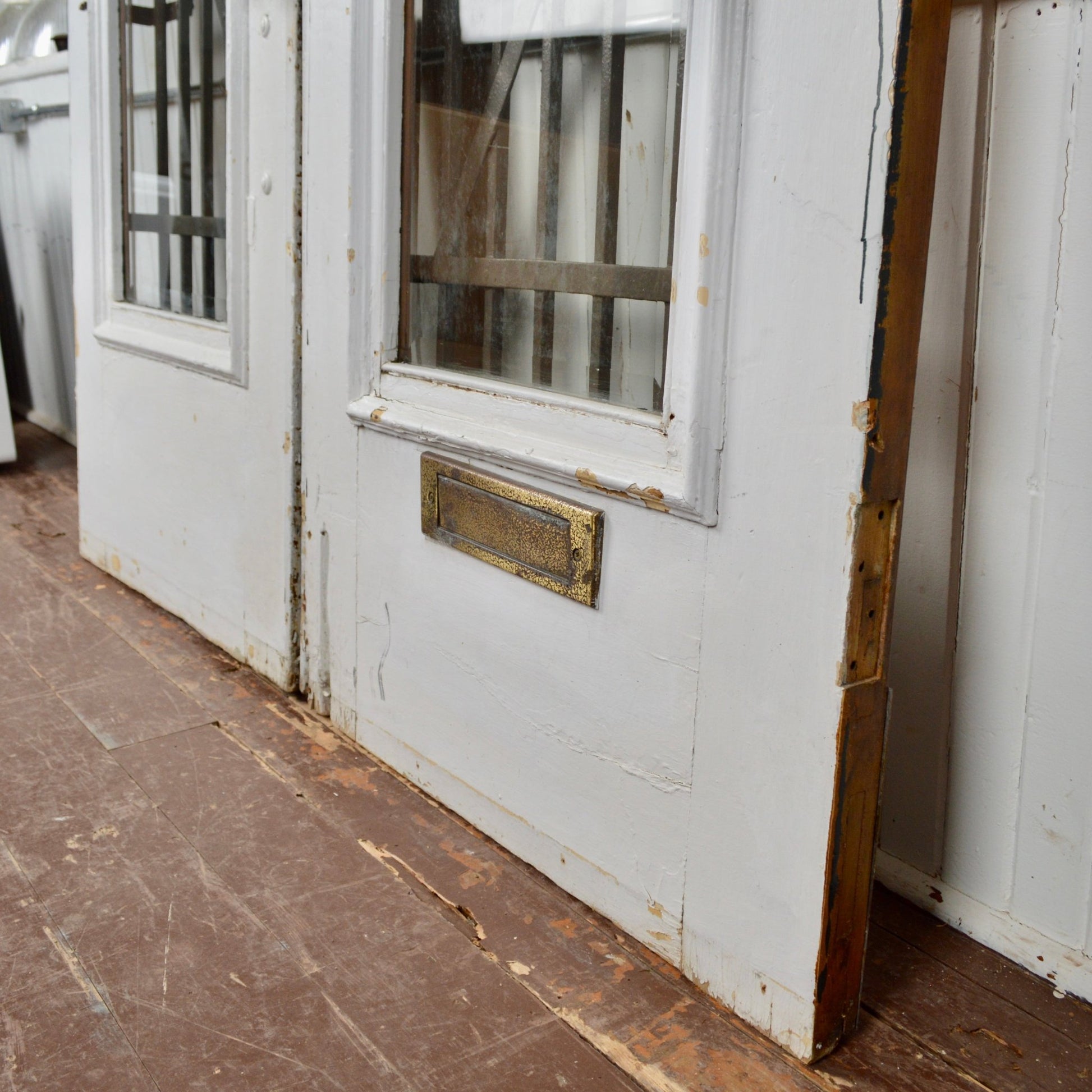 Antique Entrance Doors With Steel Security Bars - Salvage-Garden