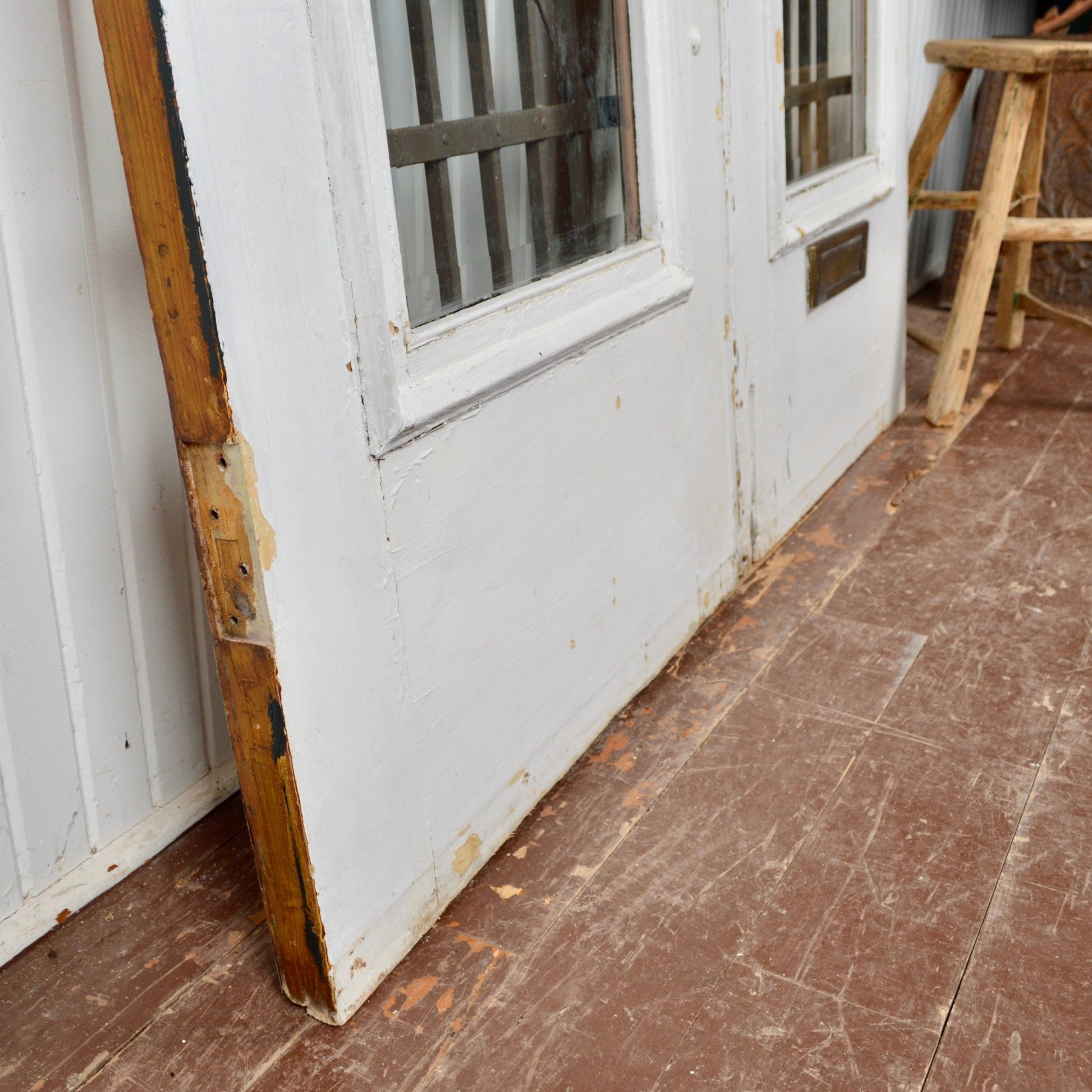 Antique Entrance Doors With Steel Security Bars - Salvage-Garden