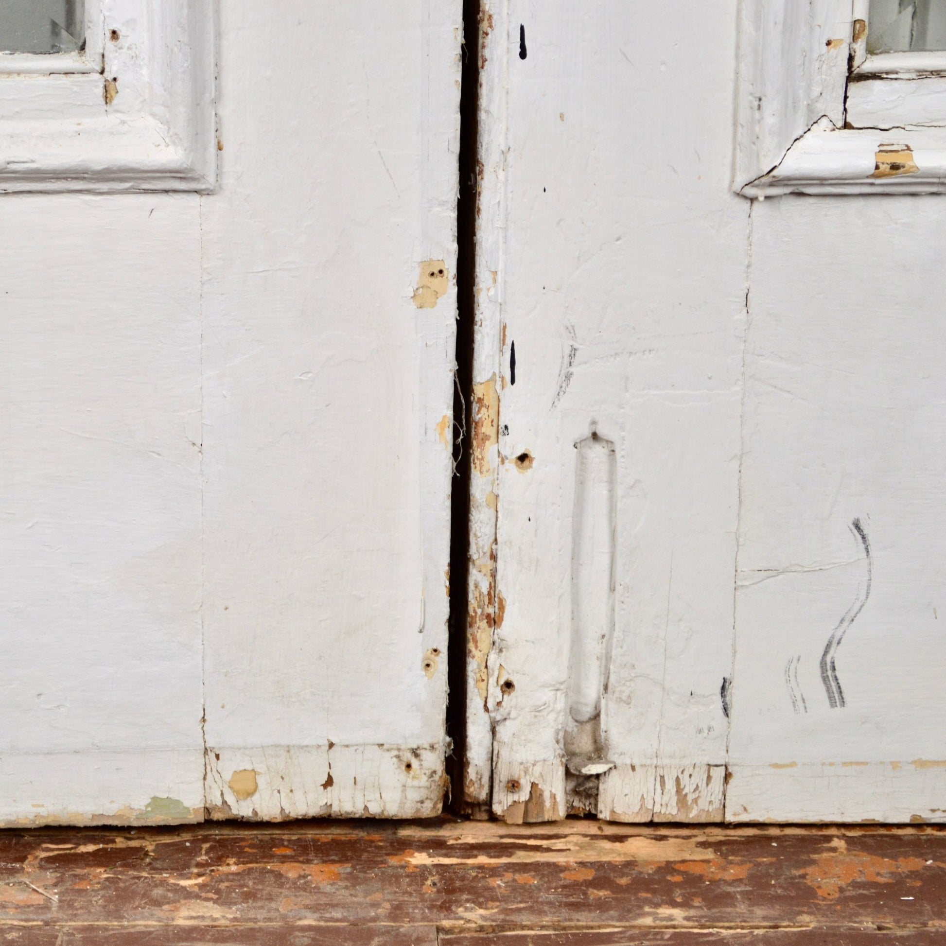 Antique Entrance Doors With Steel Security Bars - Salvage-Garden