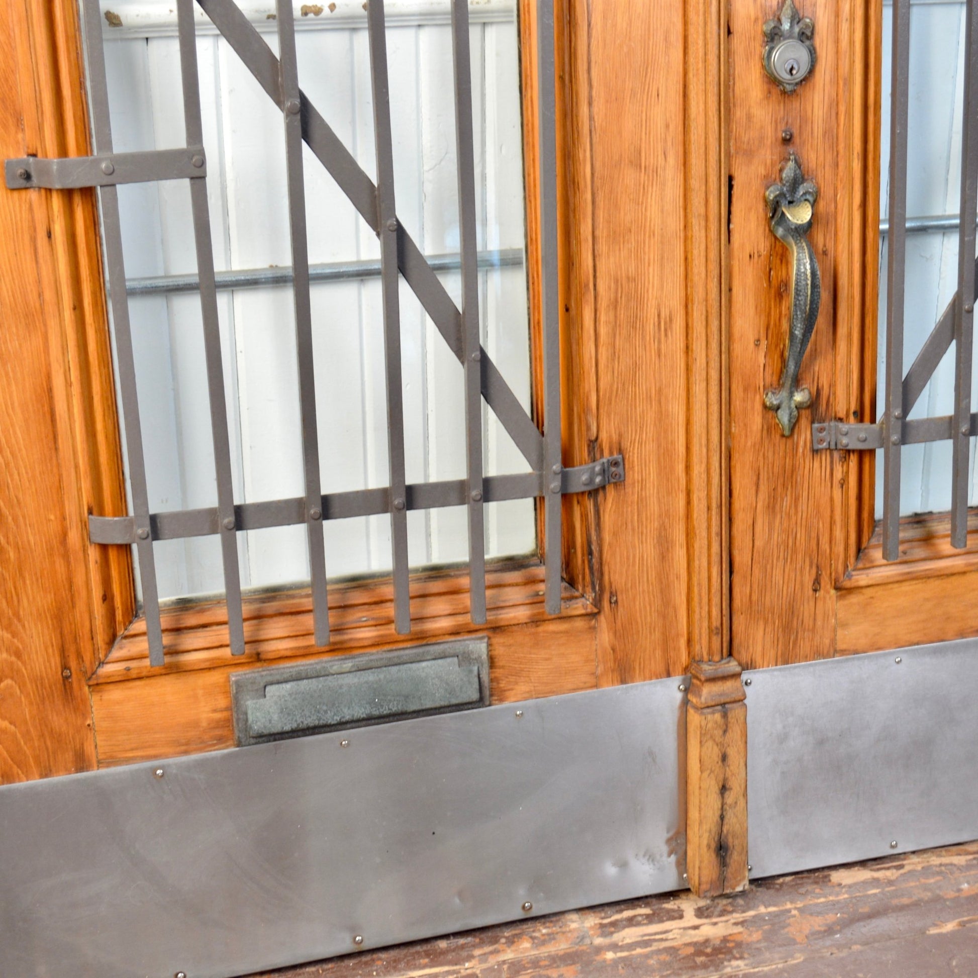 Antique Entrance Doors With Steel Security Bars - Salvage-Garden