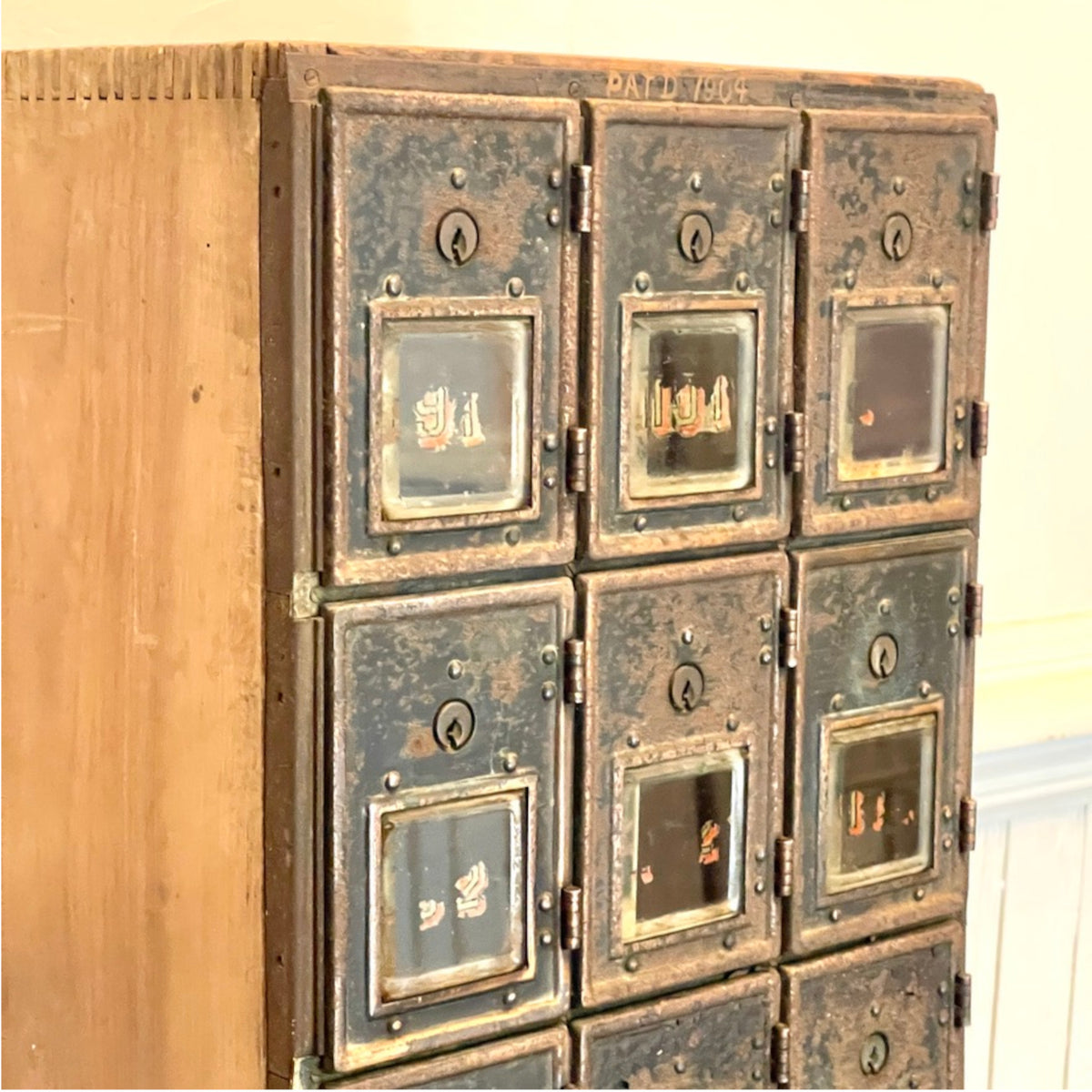 Antique 27-Door Post Office Box Cabinet