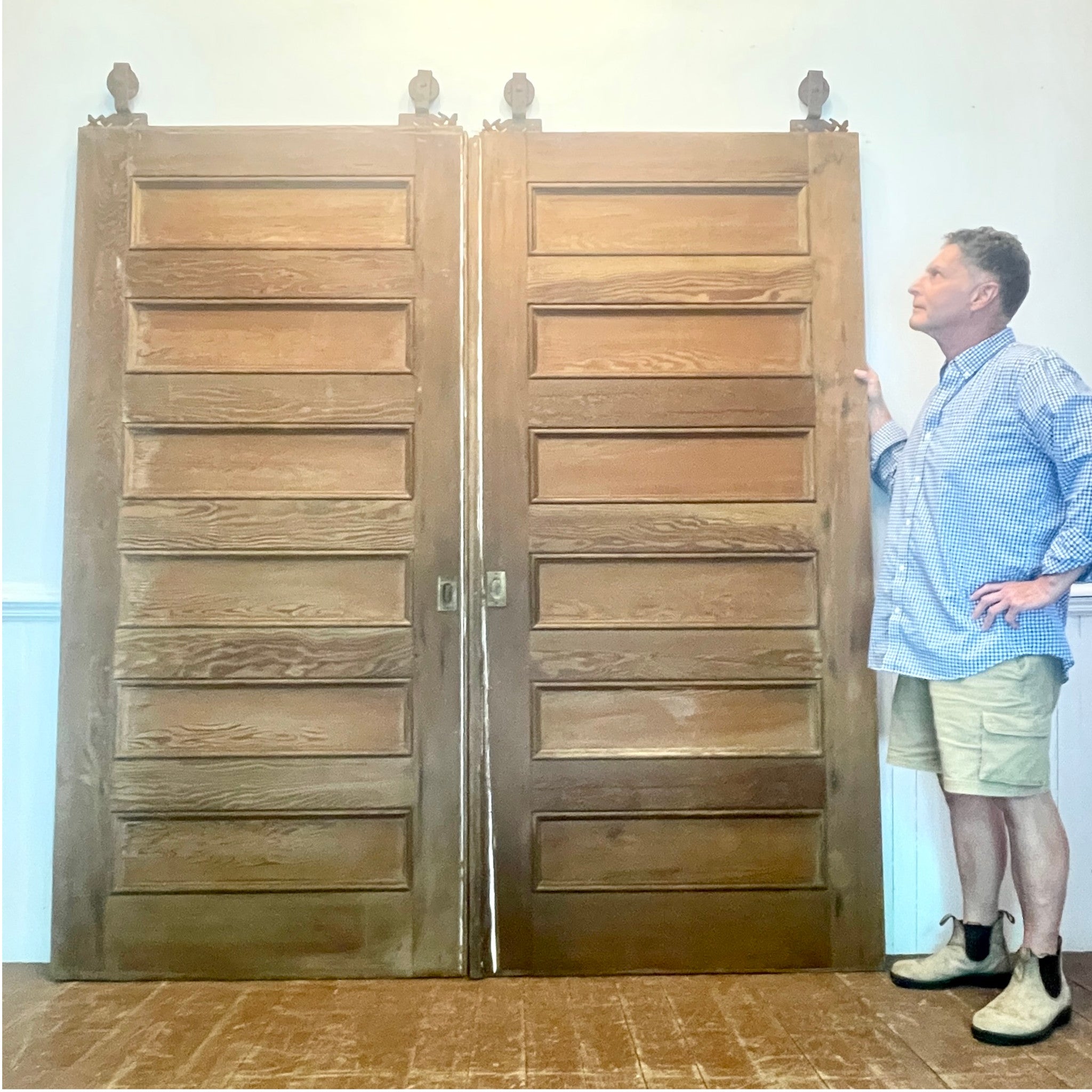 Antique Six-Panel Douglas Fir Pocket Doors — Pair