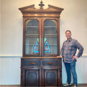 19th Century Victorian Secretary Bookcase with Architectural Pediment