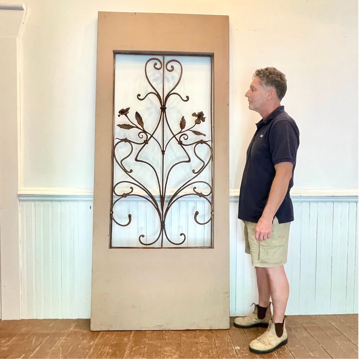 Antique Wrought Iron Floral Architectural Panel c. 1900
