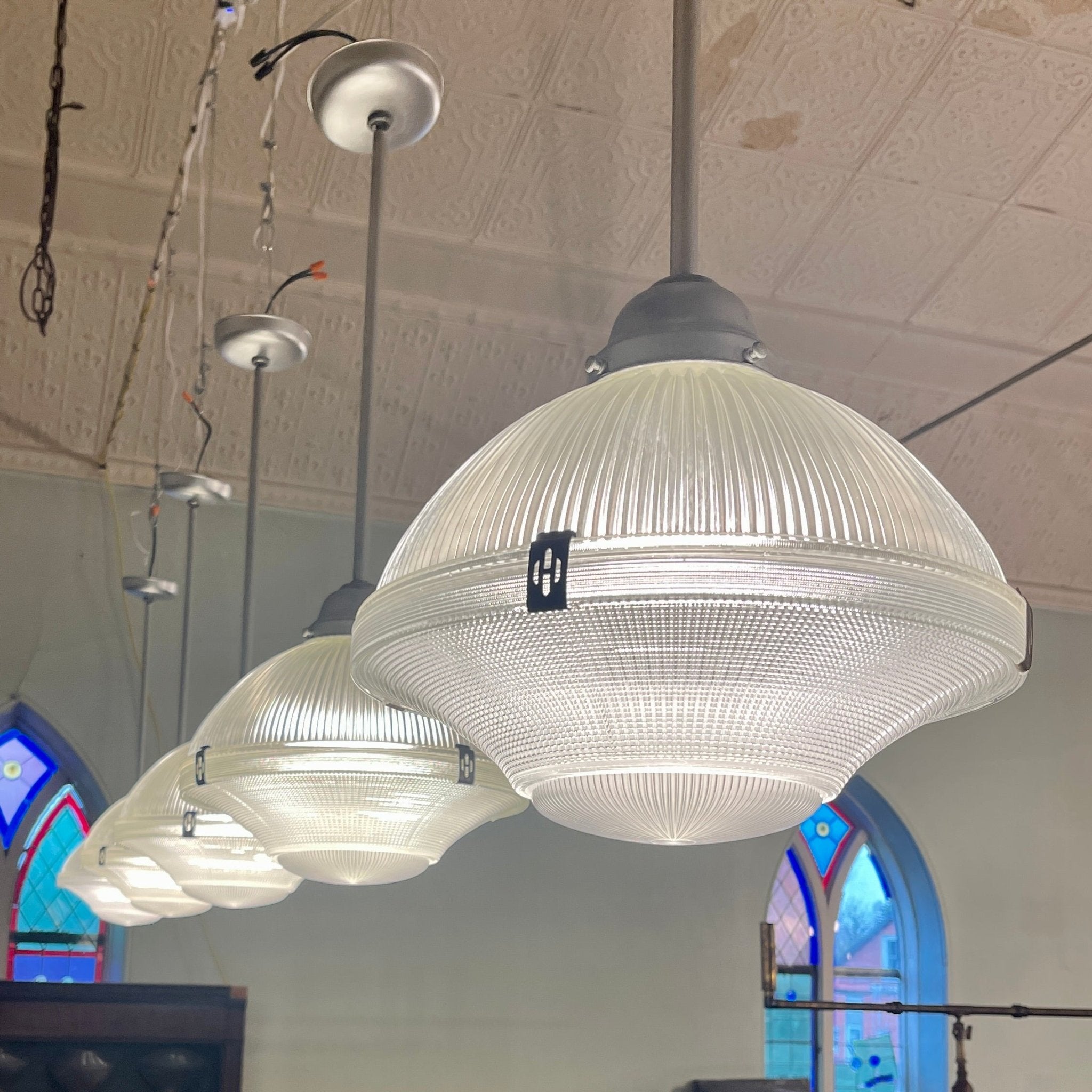 Extra Large Holophane Chapel Pendant Lights - Salvage-Garden