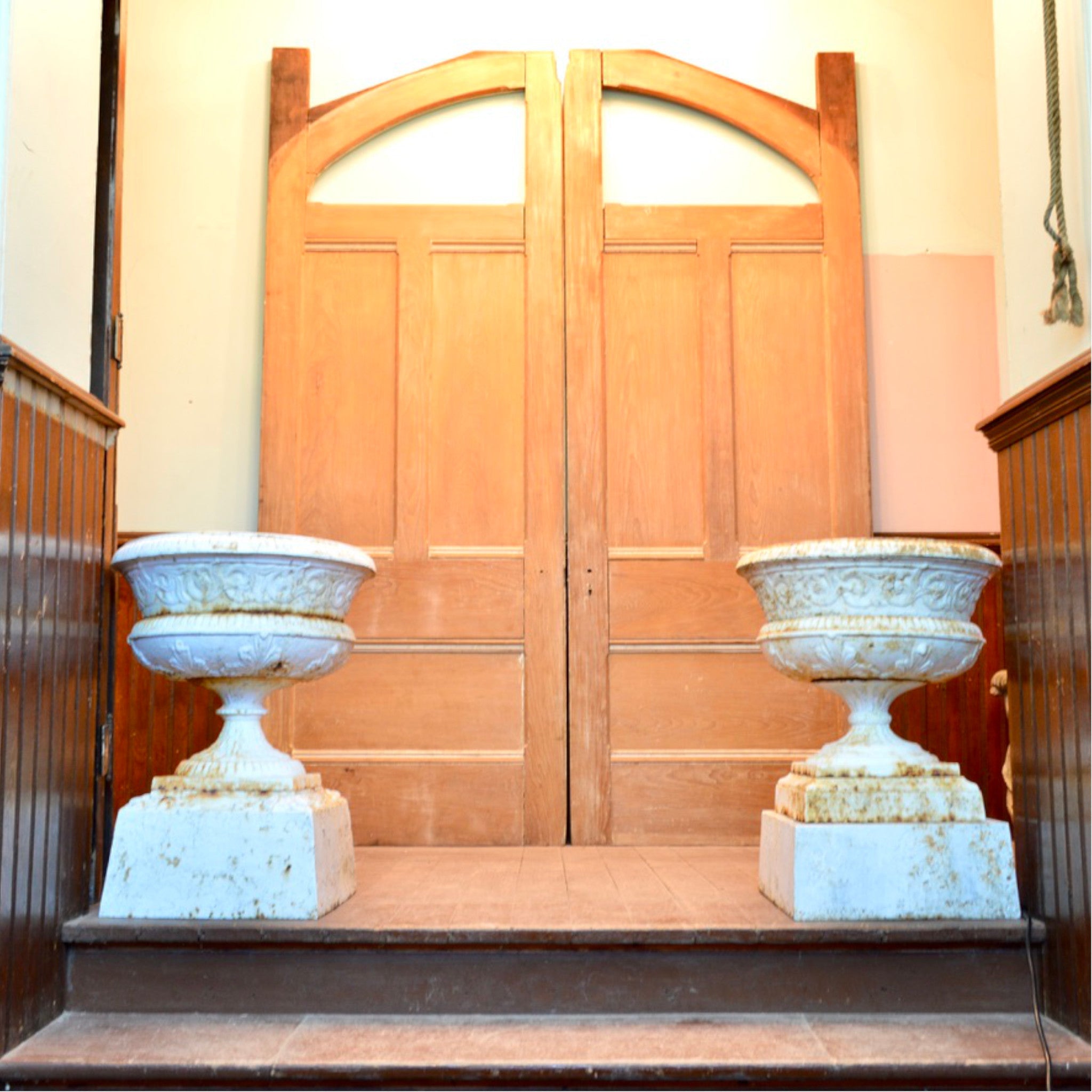 Large Cast Iron Tazza Urns - Salvage-Garden