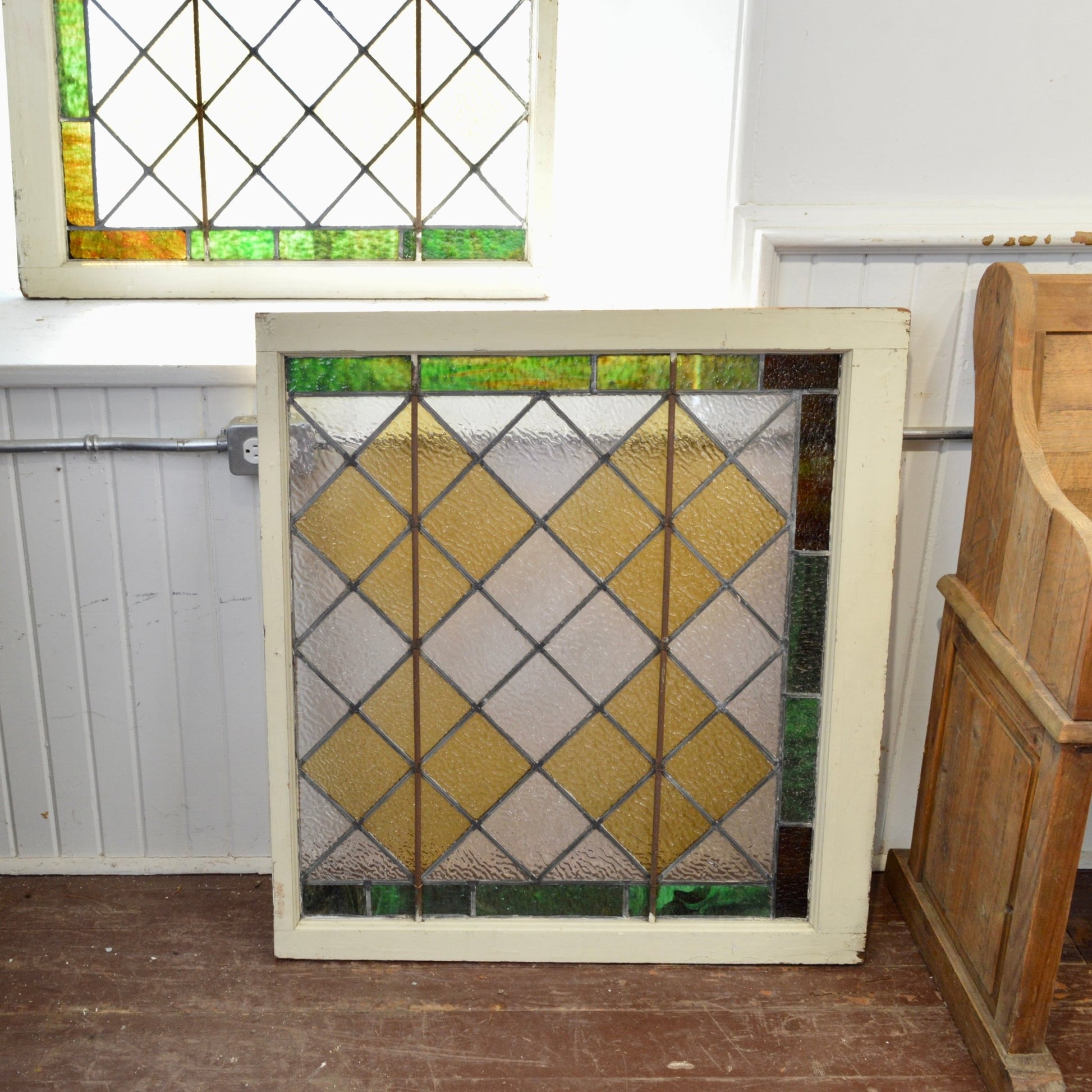 Pair Of Stained Glass Windows - Salvage-Garden