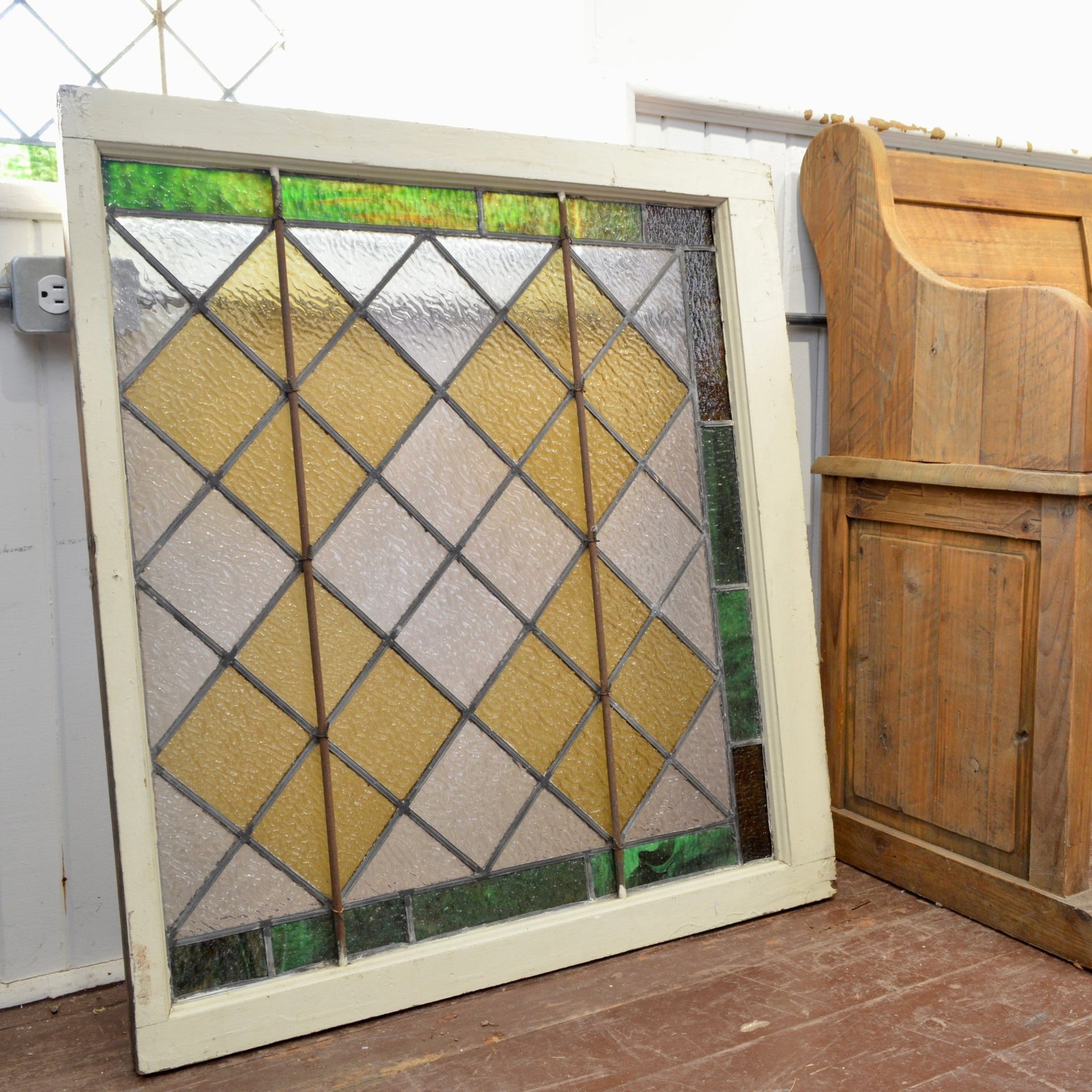 Pair Of Stained Glass Windows - Salvage-Garden
