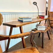Long Rustic Antique Work Table with Splayed Legs