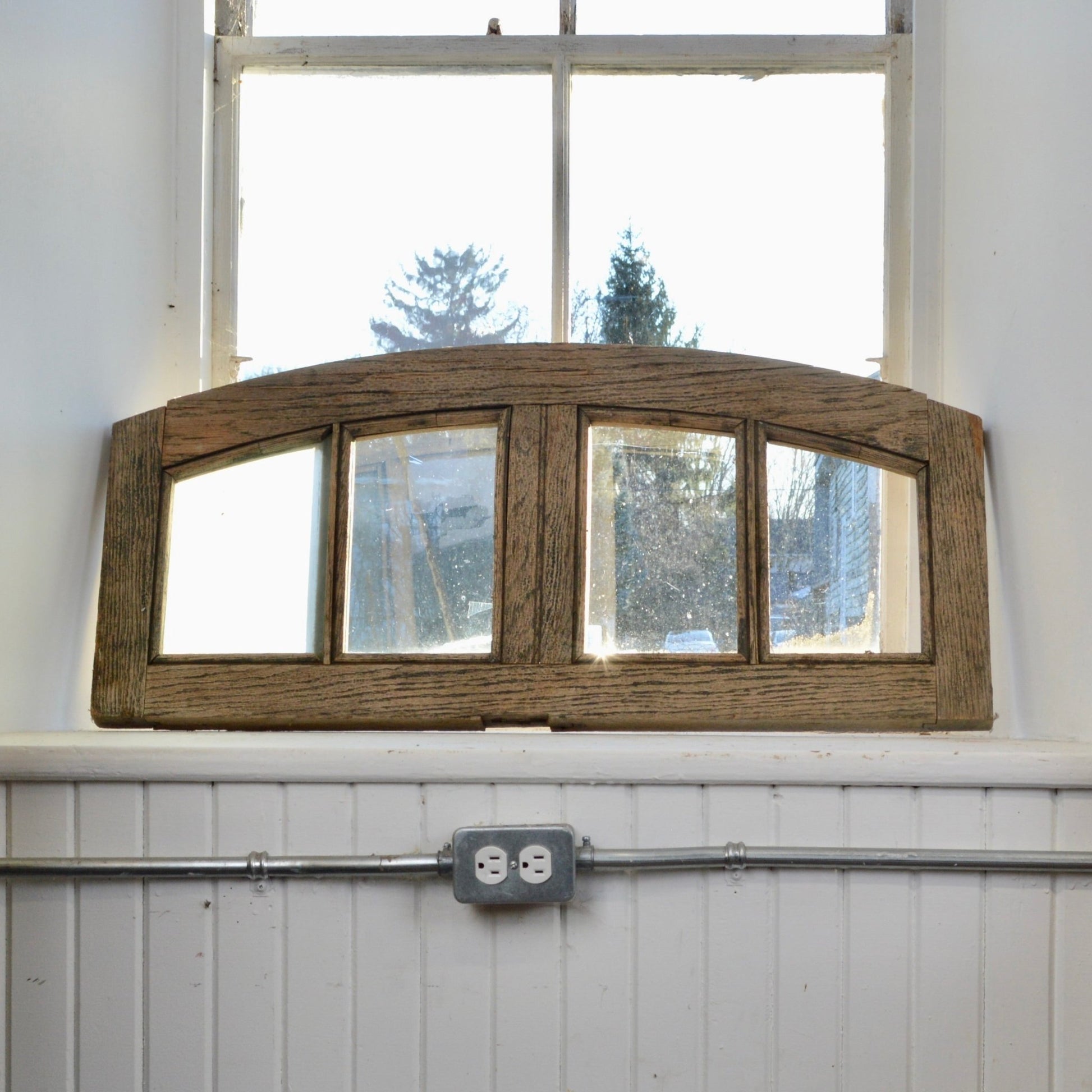 Rustic Oak Arched Transom - Salvage-Garden