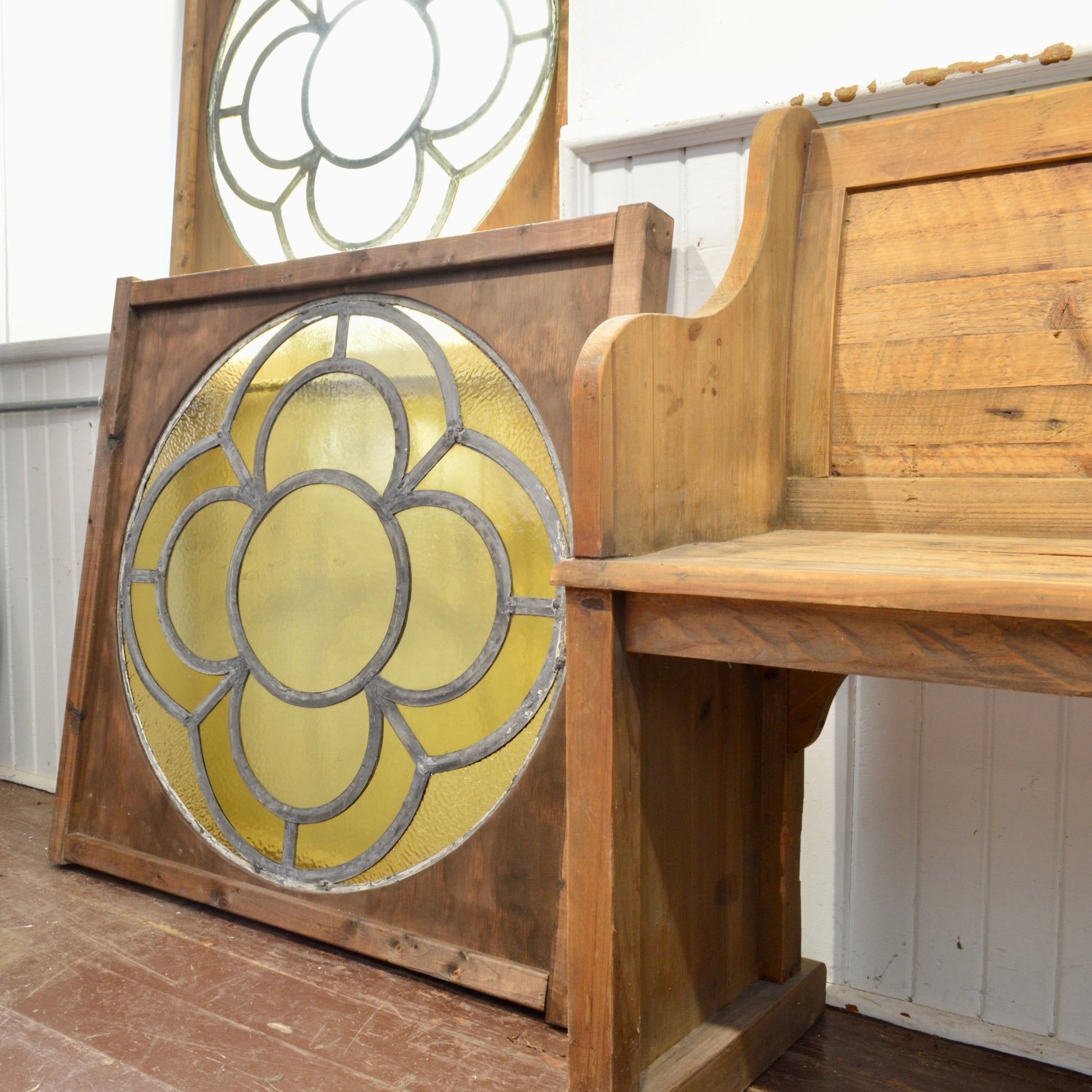 Salvaged Amber Glass Church Windows - Salvage-Garden