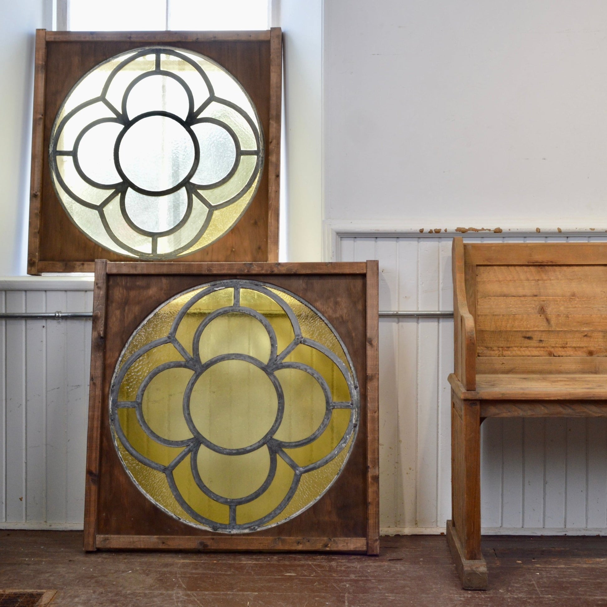 Salvaged Amber Glass Church Windows - Salvage-Garden