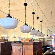 Set of 10 Antique Macbeth-Evans Schoolhouse Pendant Lights | 18" Shades