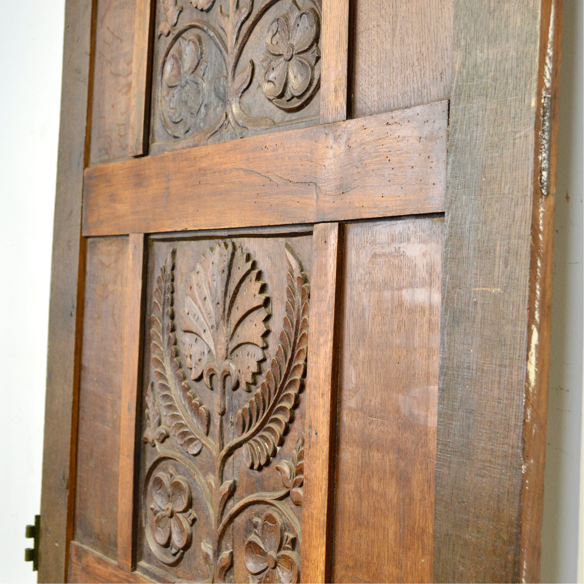 18th Century Door With Carved Floral Panels - Salvage-Garden