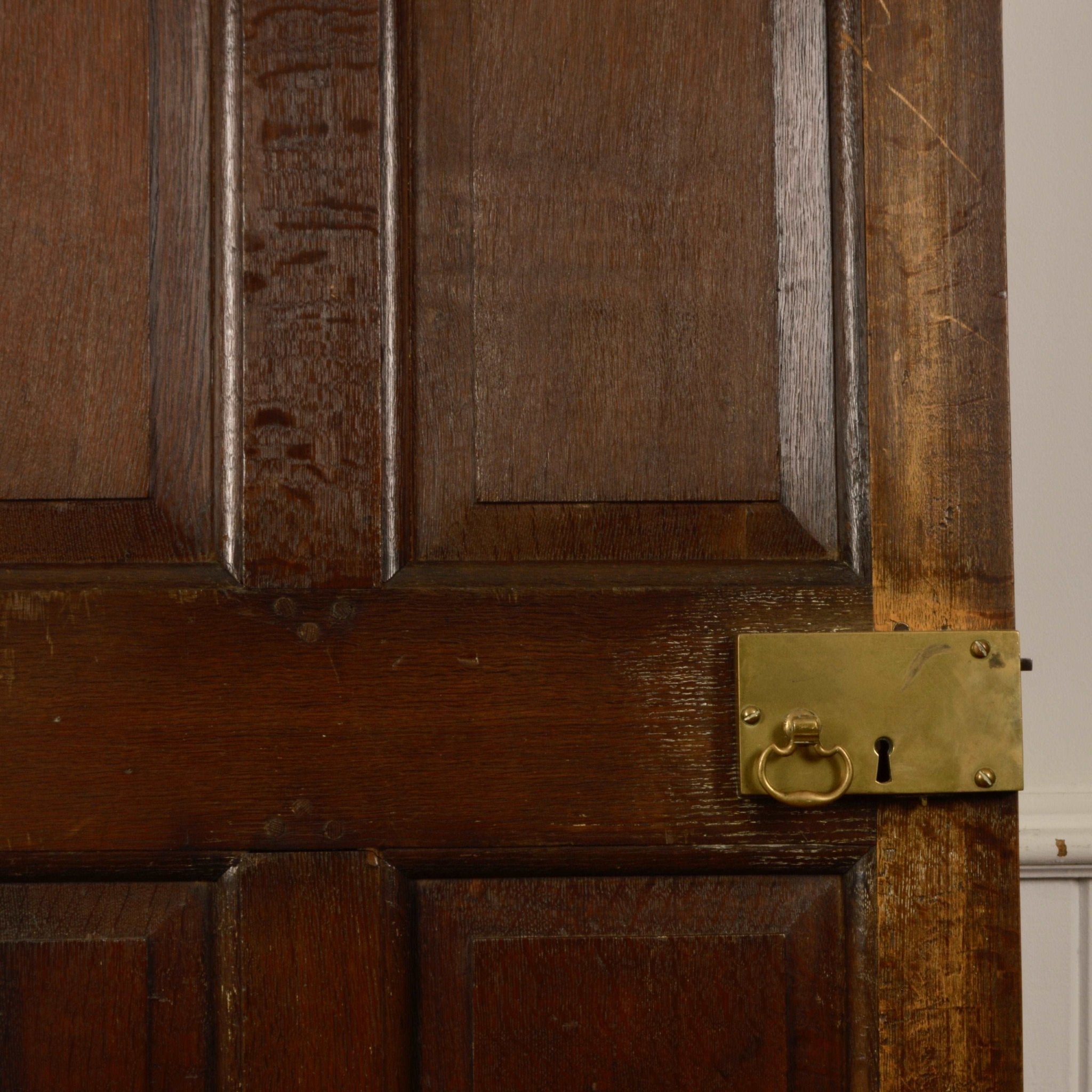 18th Century Oak Door w. Solid Brass Rim Lock - Salvage-Garden