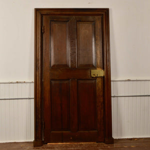 18th Century Oak Door w. Solid Brass Rim Lock - Salvage-Garden